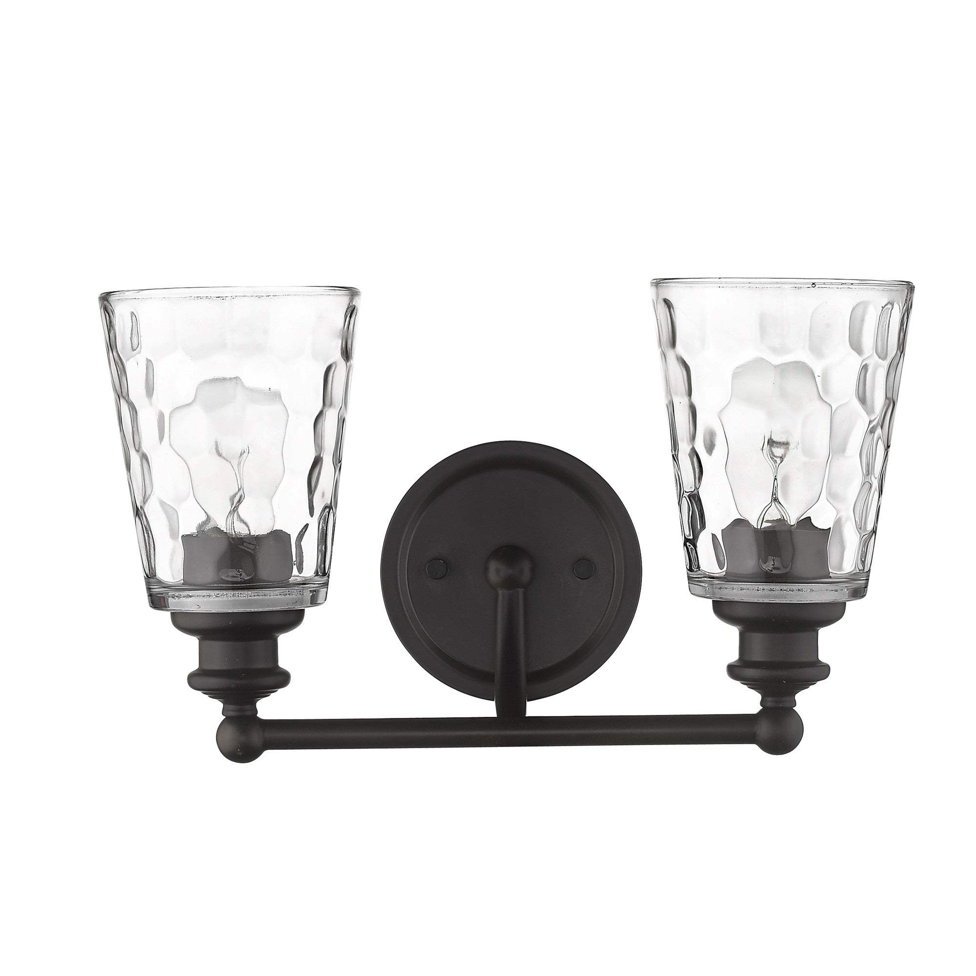 Bronze Metal and Pebbled Glass Two Light Wall Light - Image 3