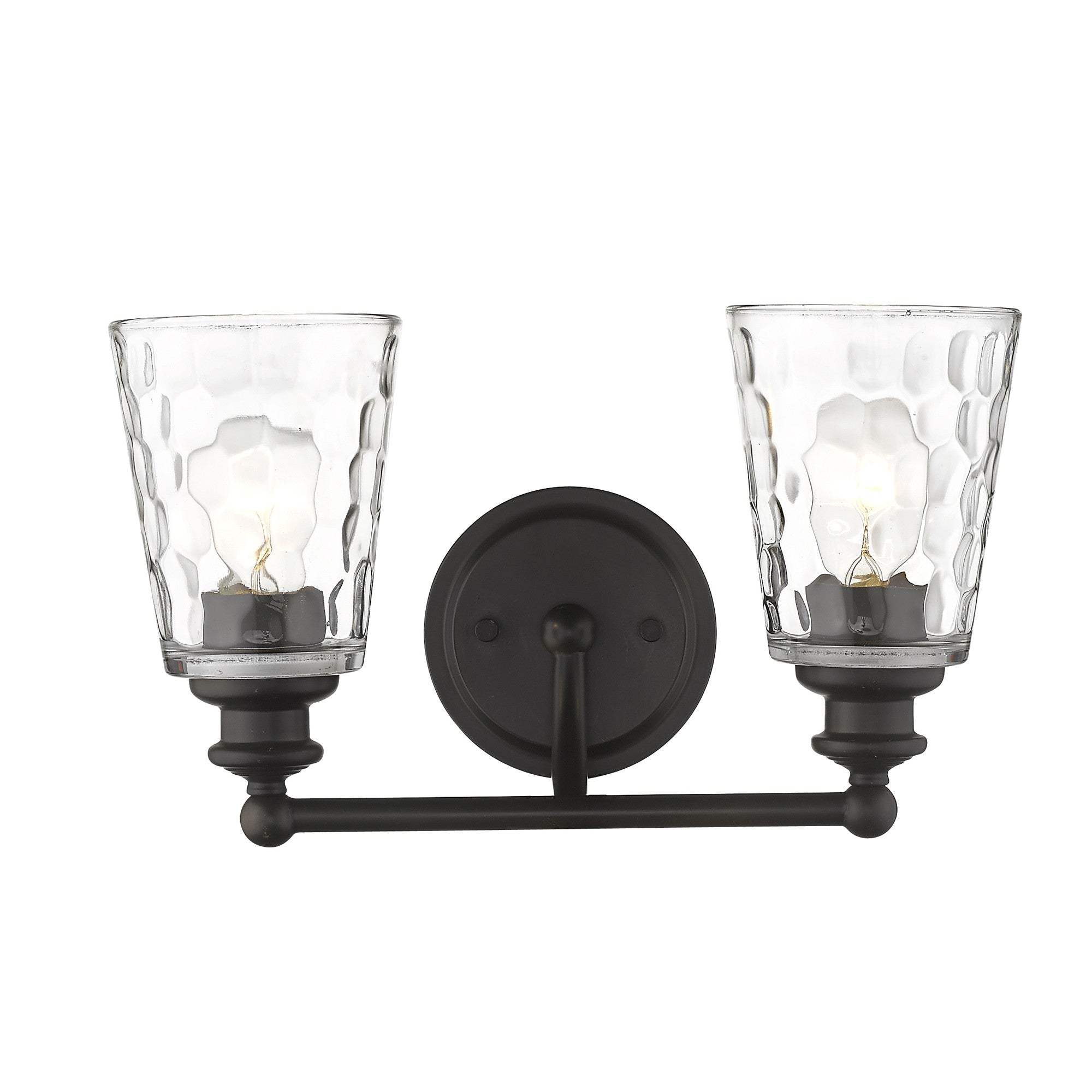 Bronze Metal and Pebbled Glass Two Light Wall Light - Image 4