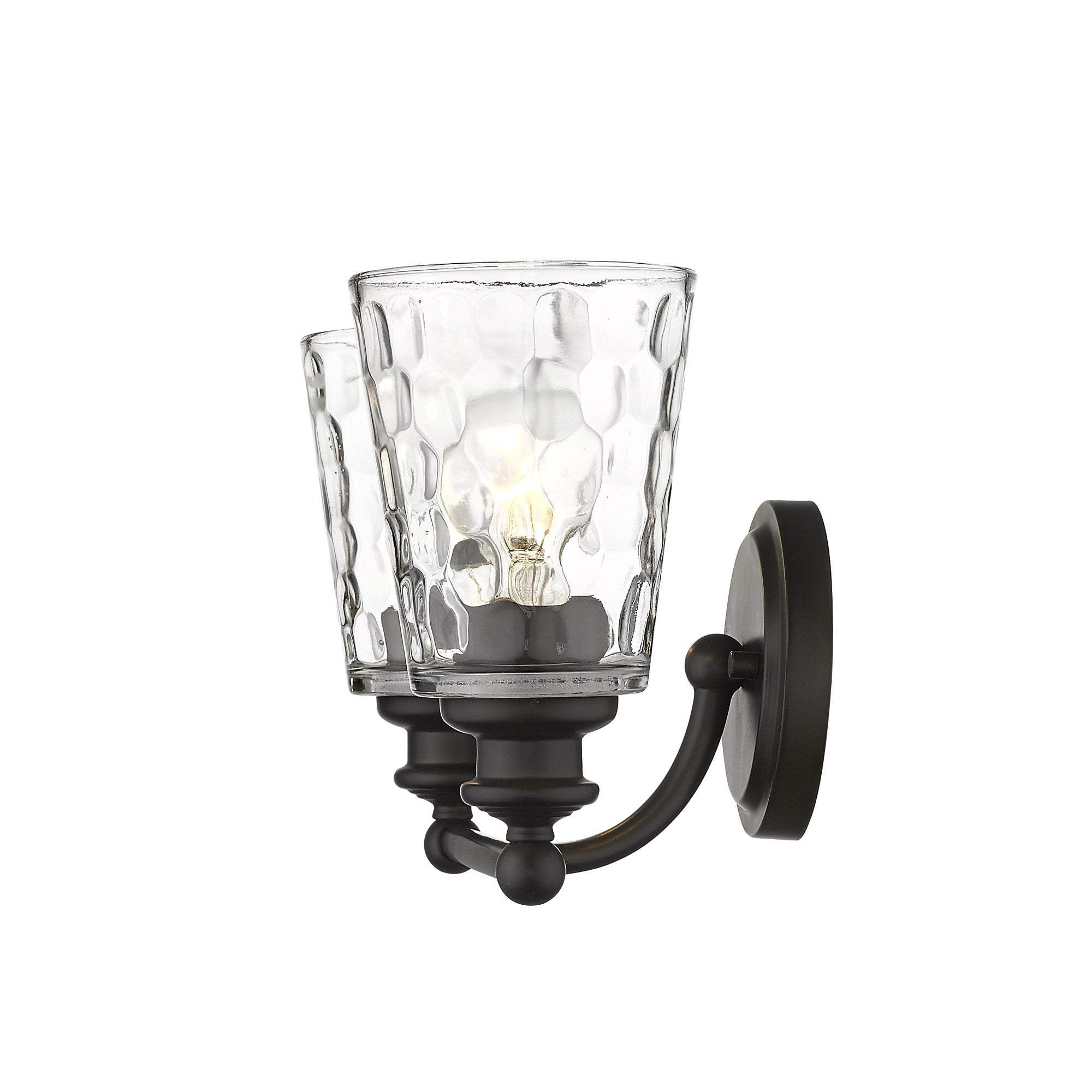Bronze Metal and Pebbled Glass Two Light Wall Light - Image 5