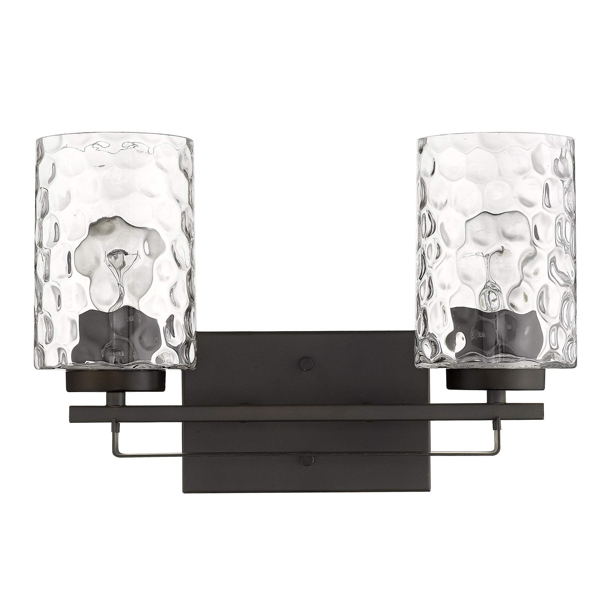 Bronze Metal and Pebbled Glass Two Light Wall Sconce - Image 4