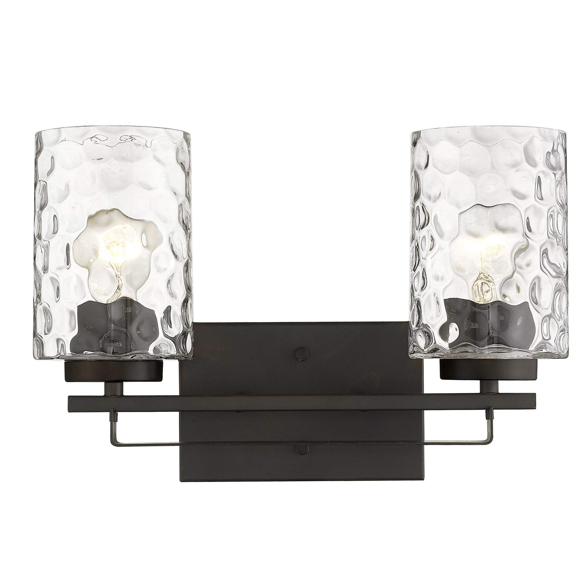Bronze Metal and Pebbled Glass Two Light Wall Sconce - Image 5