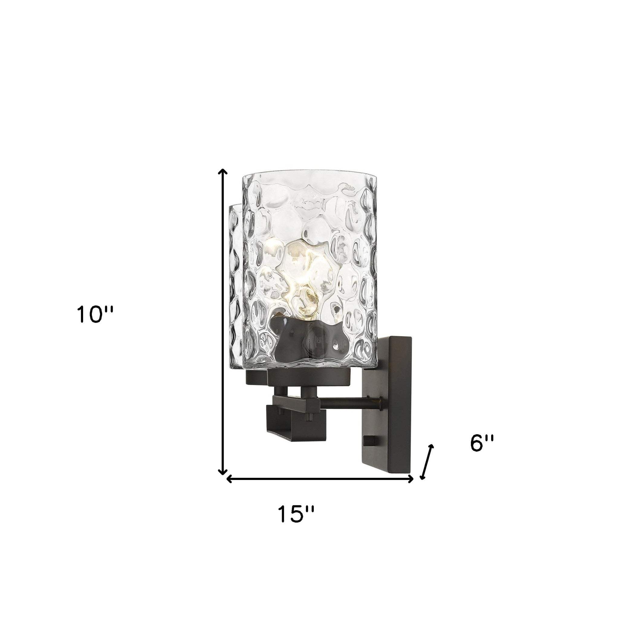 Bronze Metal and Pebbled Glass Two Light Wall Sconce - Image 6