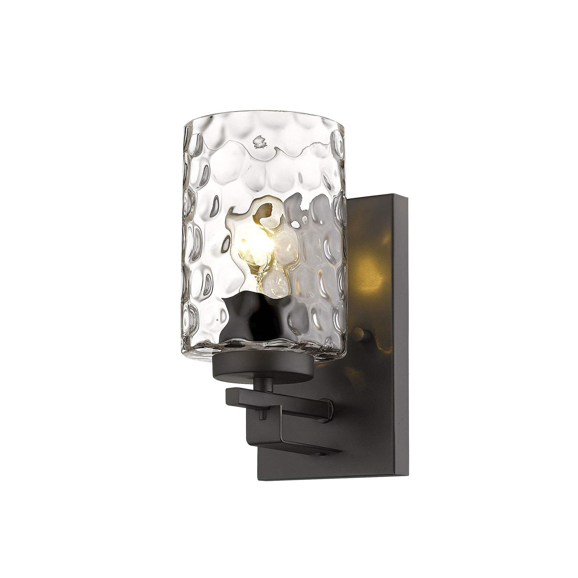 Bronze Metal and Pebbled Glass Wall Sconce - Image 2