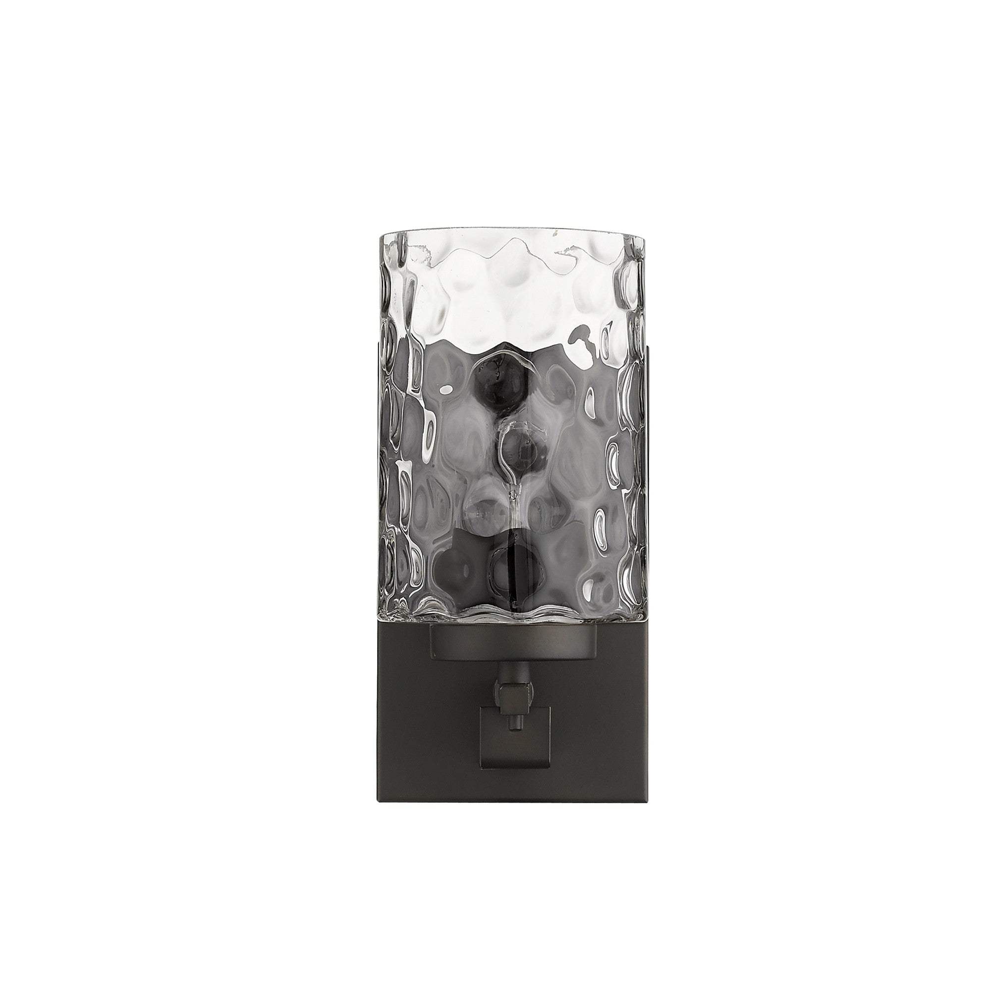 Bronze Metal and Pebbled Glass Wall Sconce - Image 3