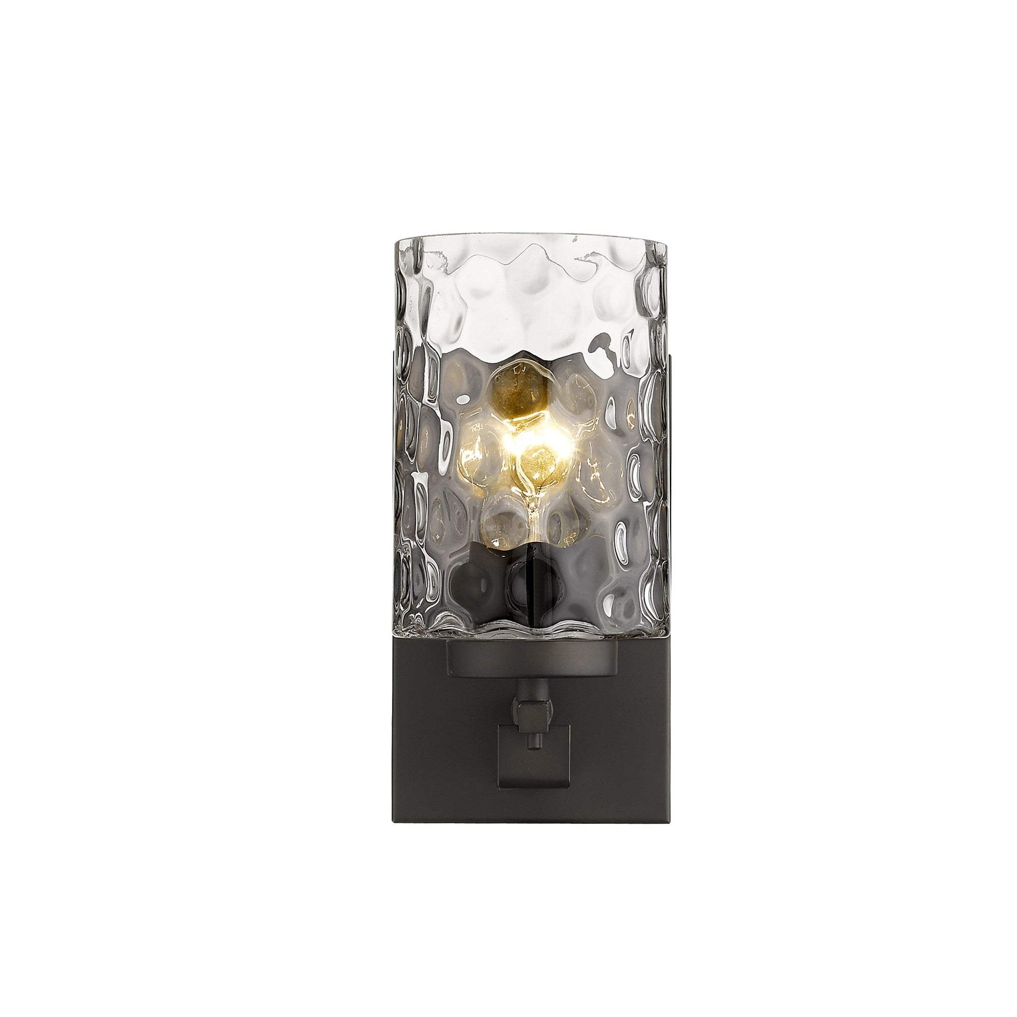 Bronze Metal and Pebbled Glass Wall Sconce - Image 4