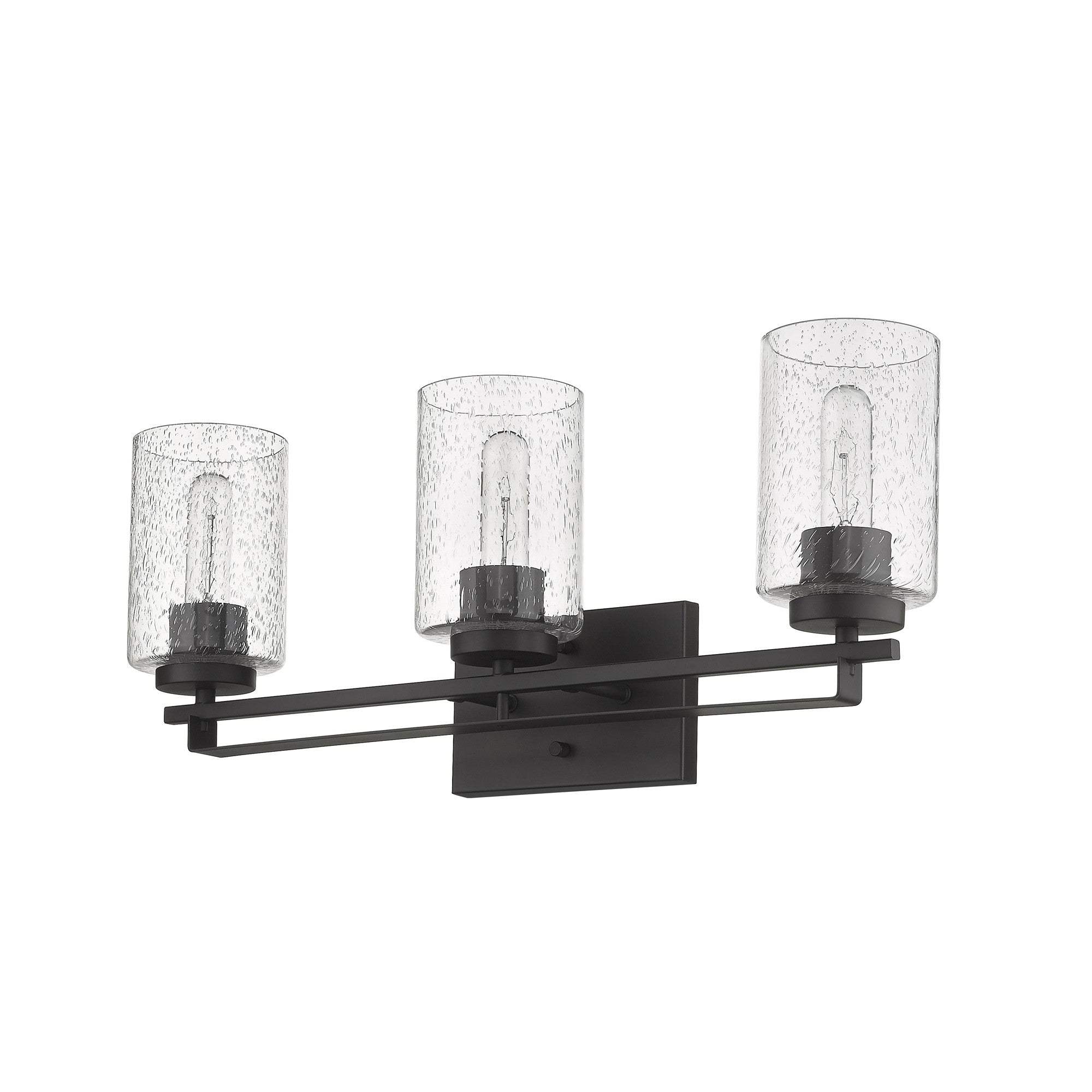 Bronze Metal and Textured Glass Three Light Wall Sconce - Image 2