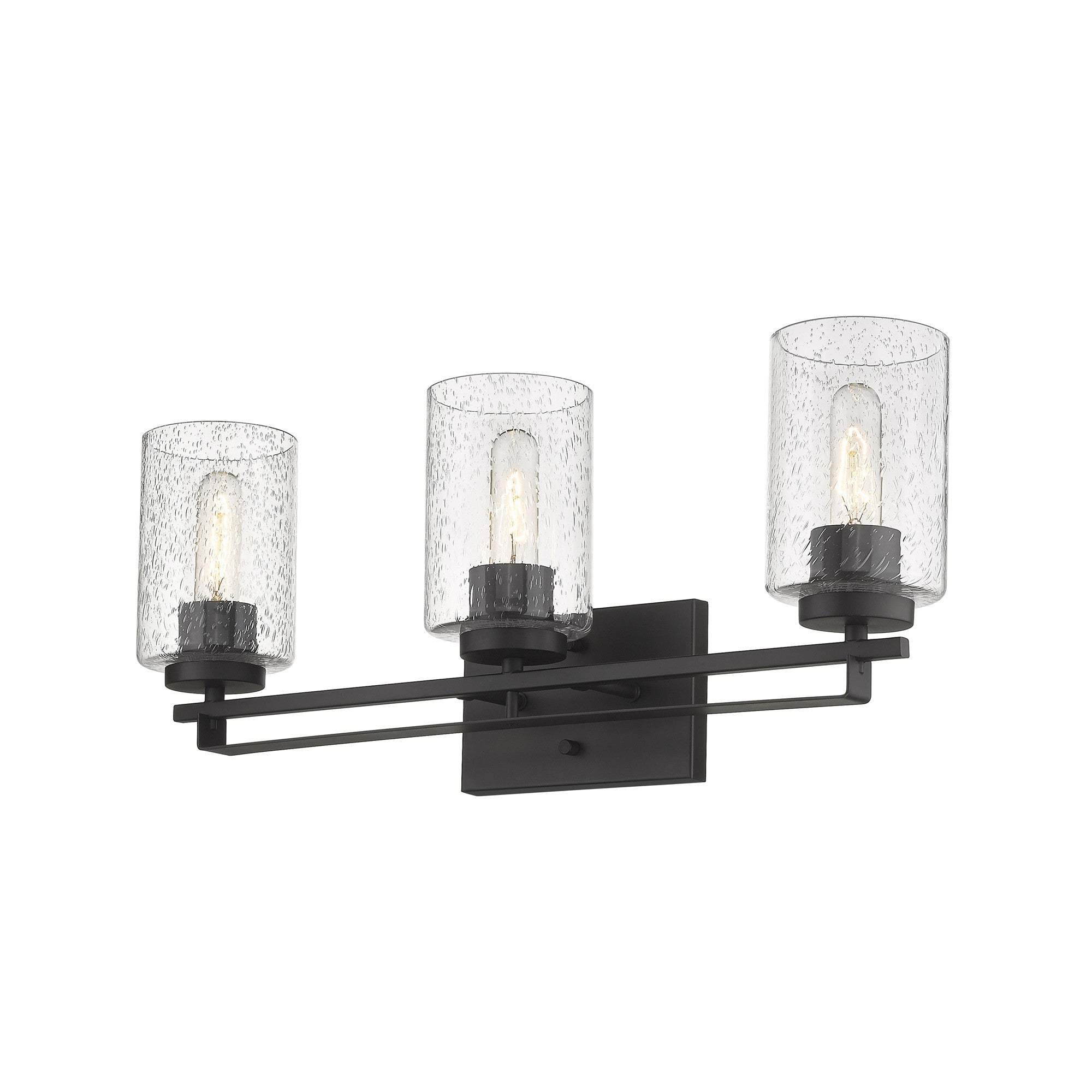 Bronze Metal and Textured Glass Three Light Wall Sconce - Image 3