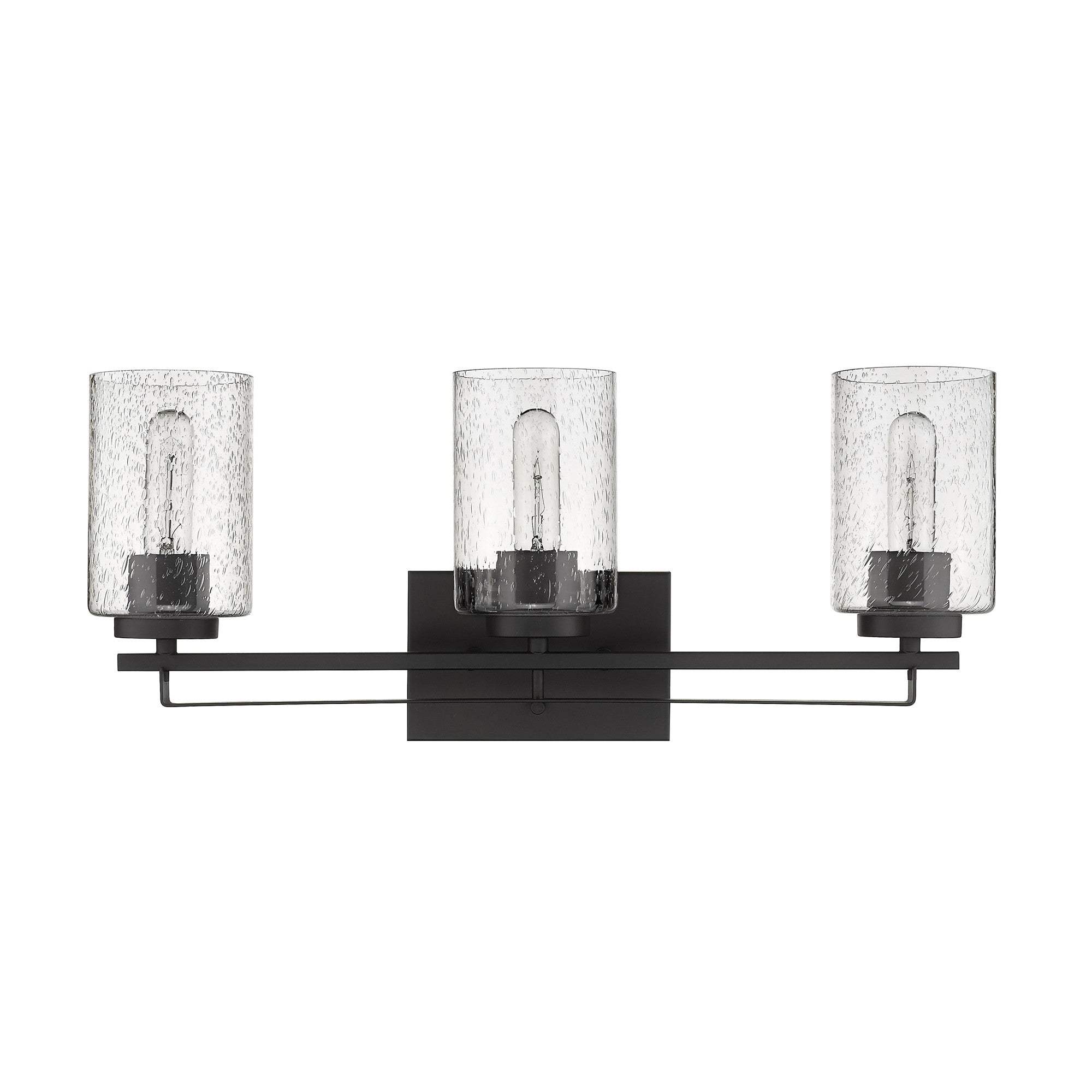 Bronze Metal and Textured Glass Three Light Wall Sconce - Image 4
