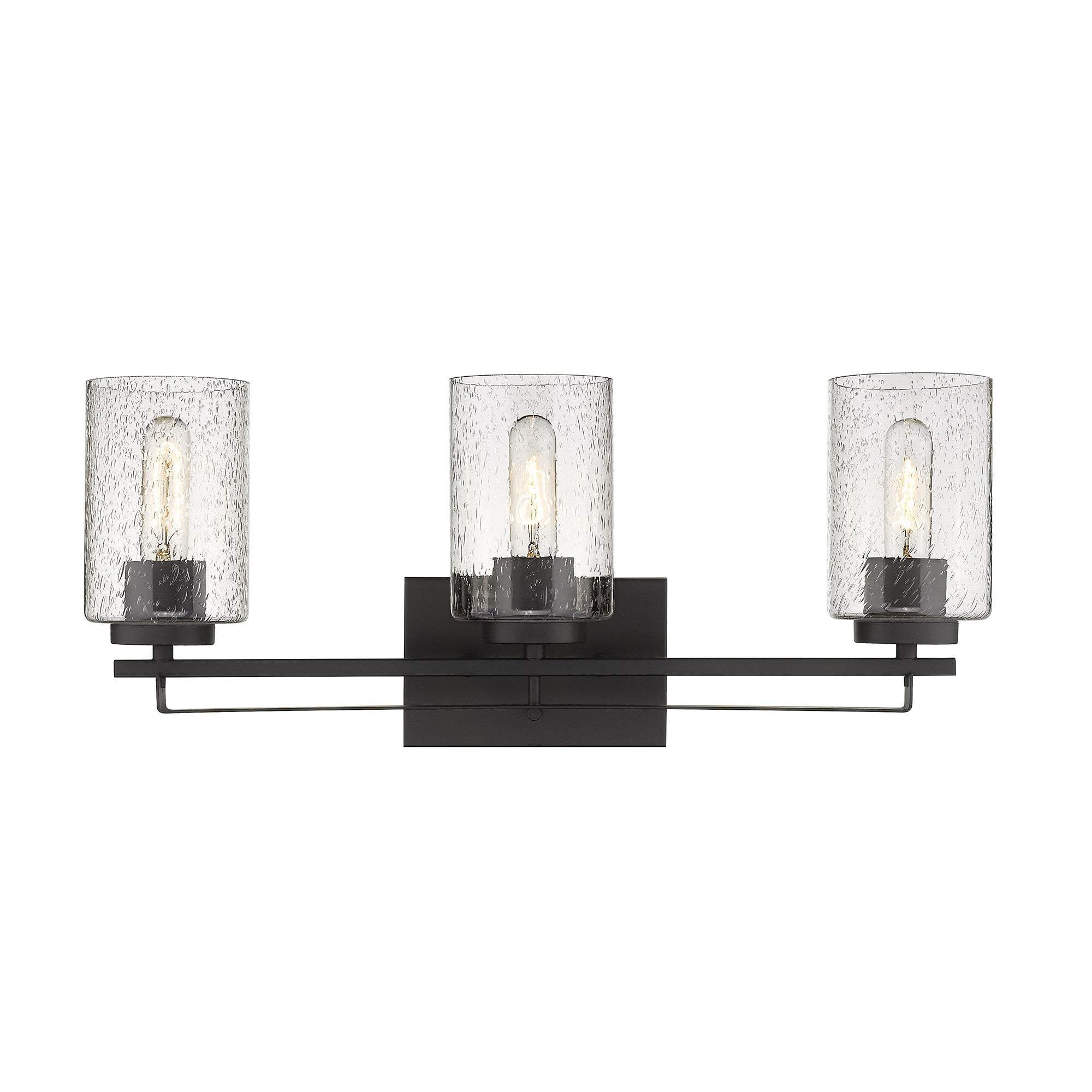 Bronze Metal and Textured Glass Three Light Wall Sconce - Image 5