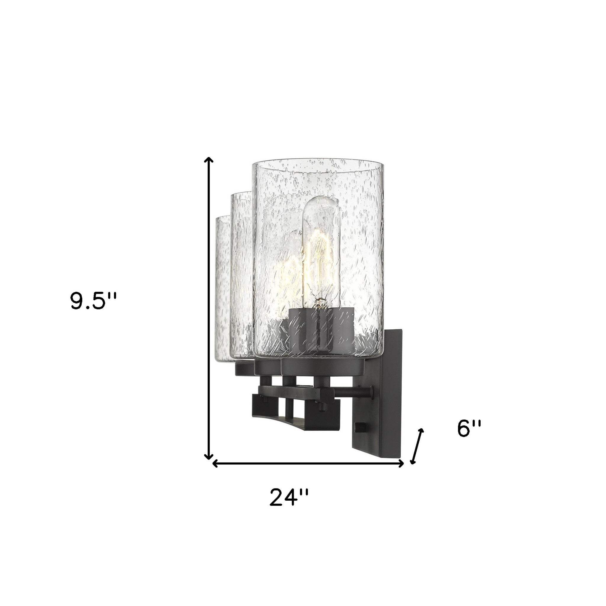 Bronze Metal and Textured Glass Three Light Wall Sconce - Image 6