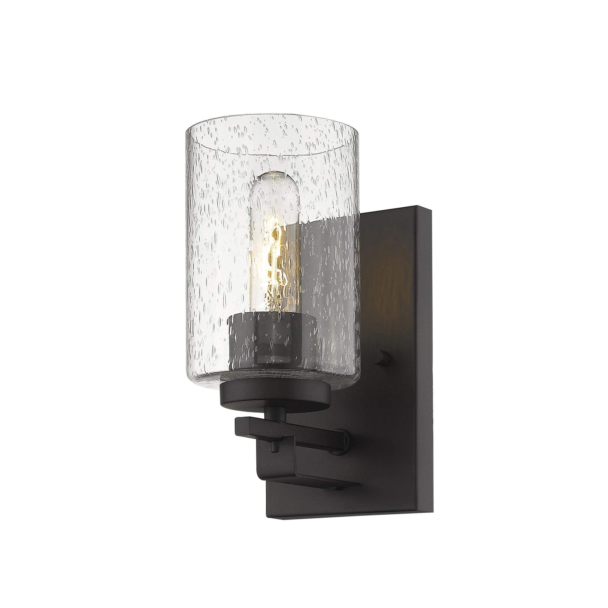 Bronze Metal and Textured Glass Wall Sconce - Image 2