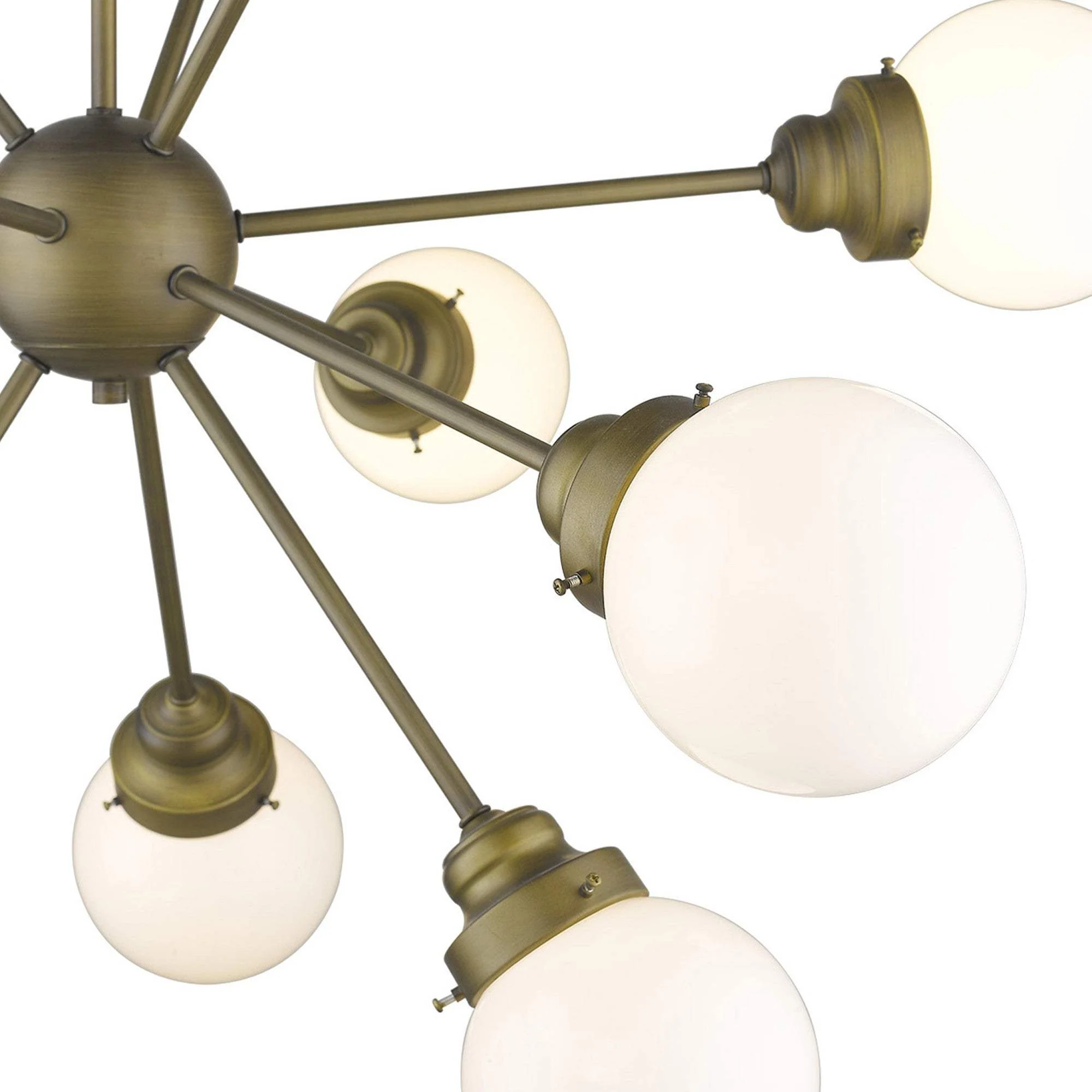 Bronze Sputnik Twelve Light Frosted Metal Dimmable Chandelier With Off White Shades - Image 6