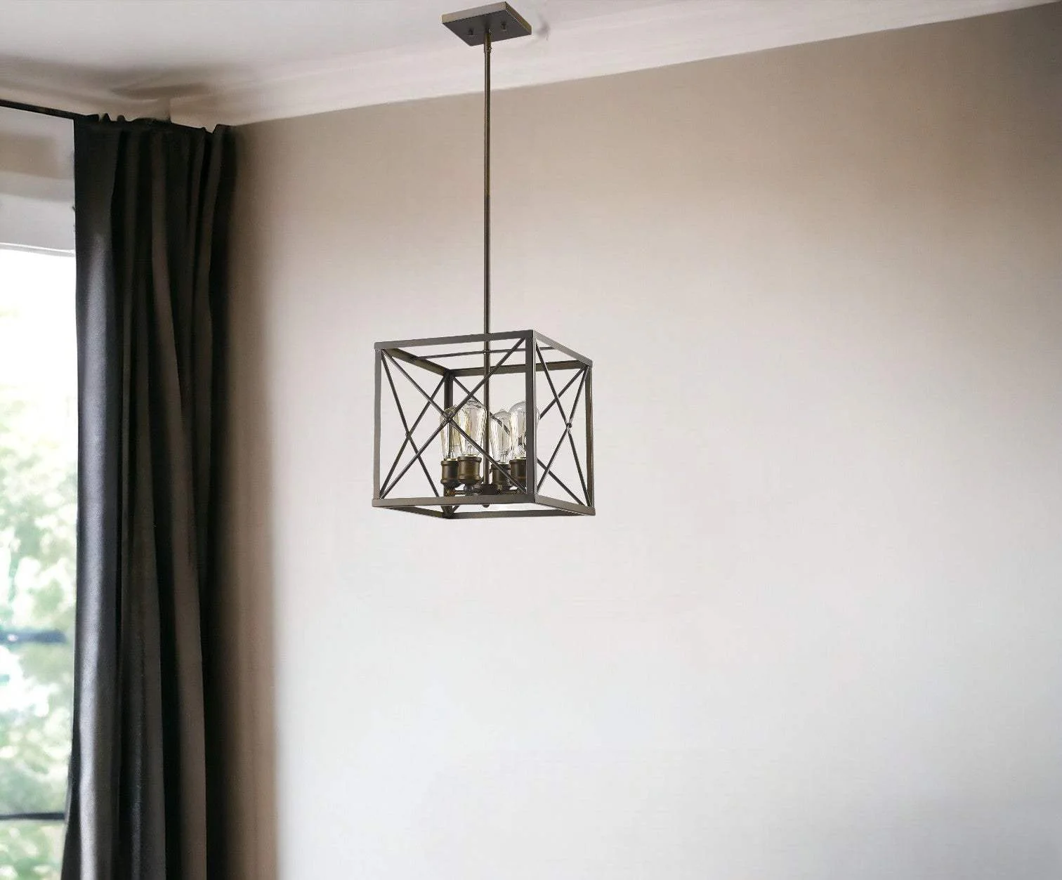Brooklyn 4-Light Oil-Rubbed Bronze Pendant With Metal Framework Shade - Image 2
