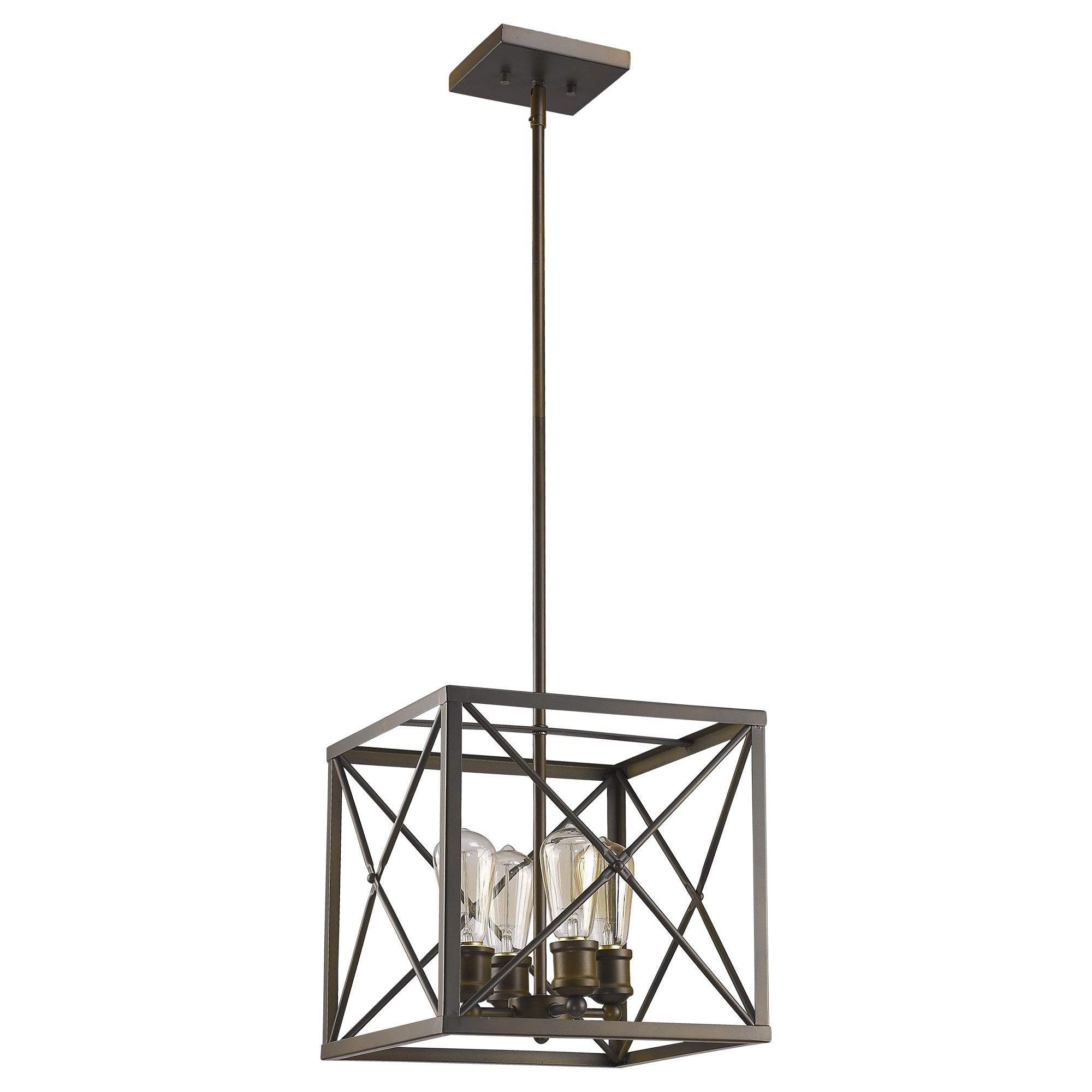 Brooklyn 4-Light Oil-Rubbed Bronze Pendant With Metal Framework Shade - Image 3