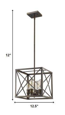 Brooklyn 4-Light Oil-Rubbed Bronze Pendant With Metal Framework Shade - Image 6
