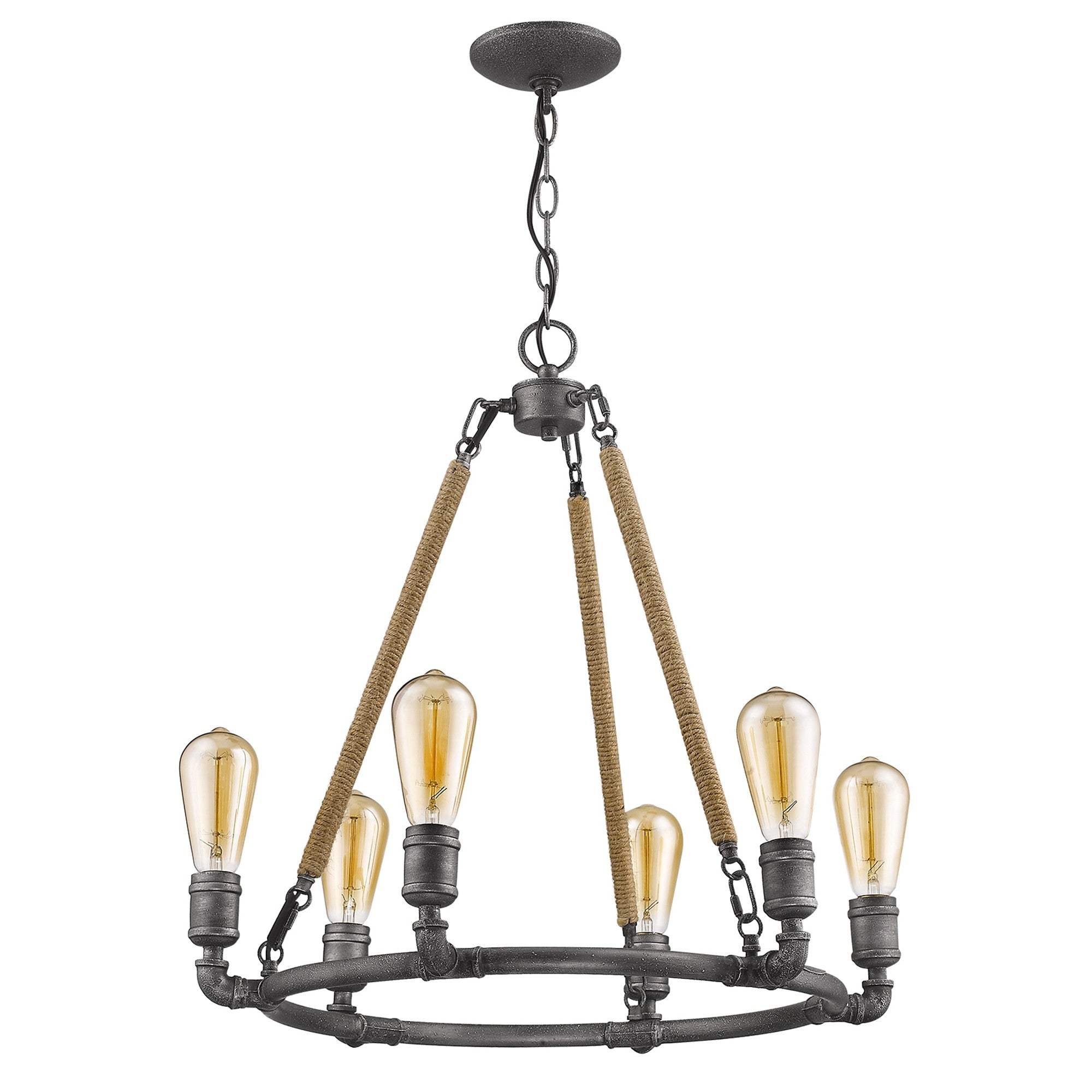 Brown and Black Candle Style Six Light Metal Dimmable Chandelier - Image 3