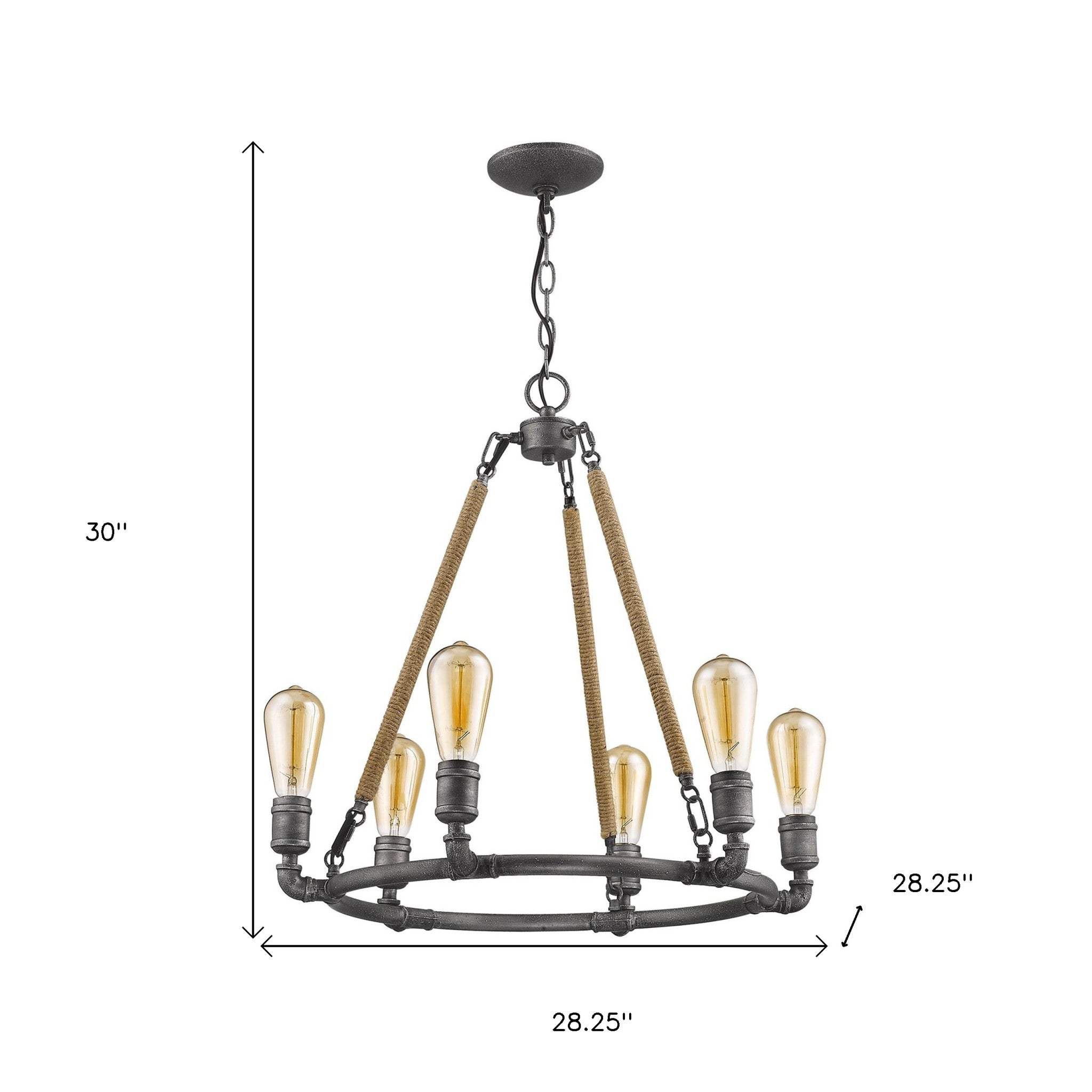 Brown and Black Candle Style Six Light Metal Dimmable Chandelier - Image 4