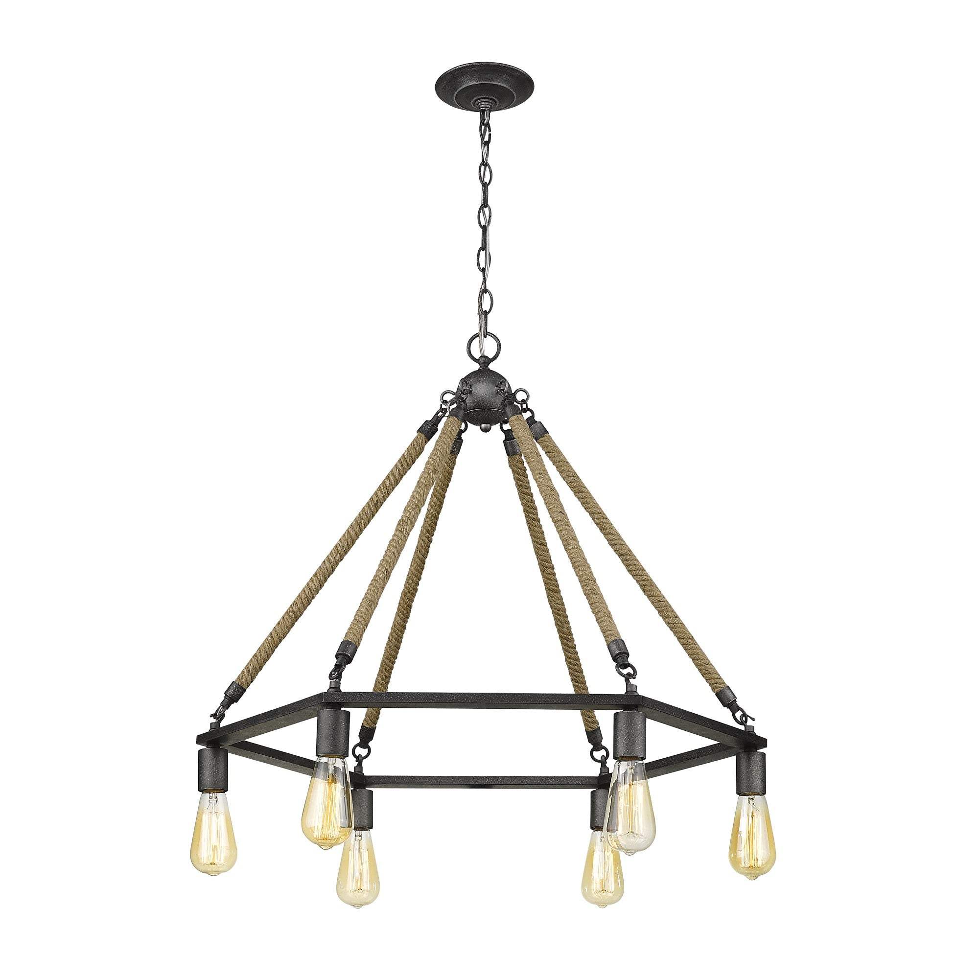 Brown and Black Six Light Metal Dimmable Chandelier - Image 3