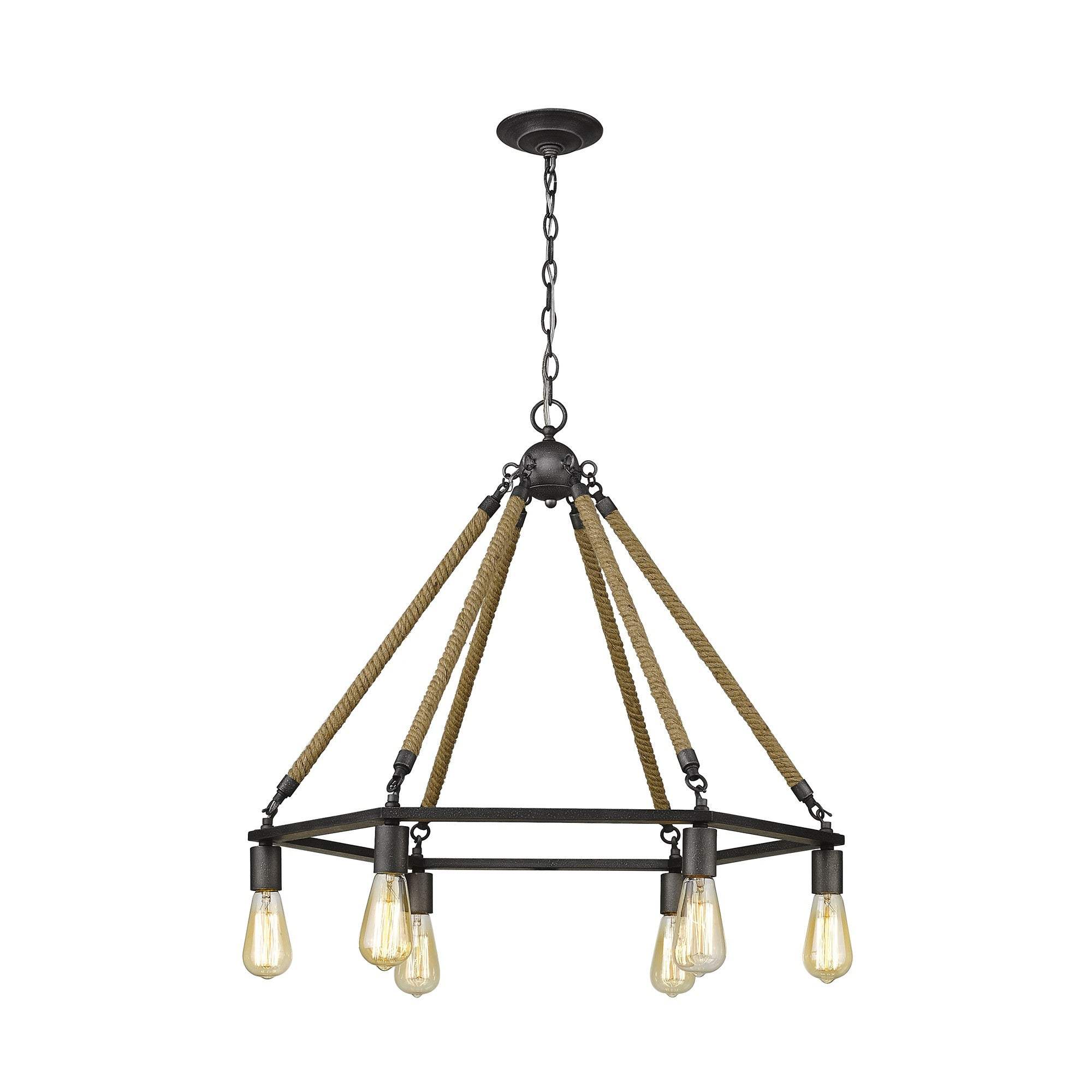 Brown and Black Six Light Metal Dimmable Chandelier - Image 5