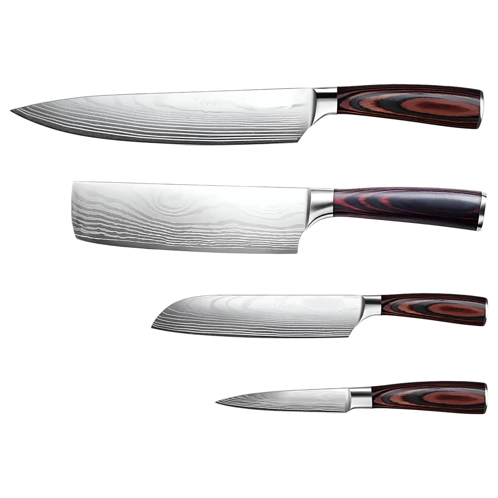Brown and Black Stainless Steel And Wood Eight Piece Cutlery Set - Image 4