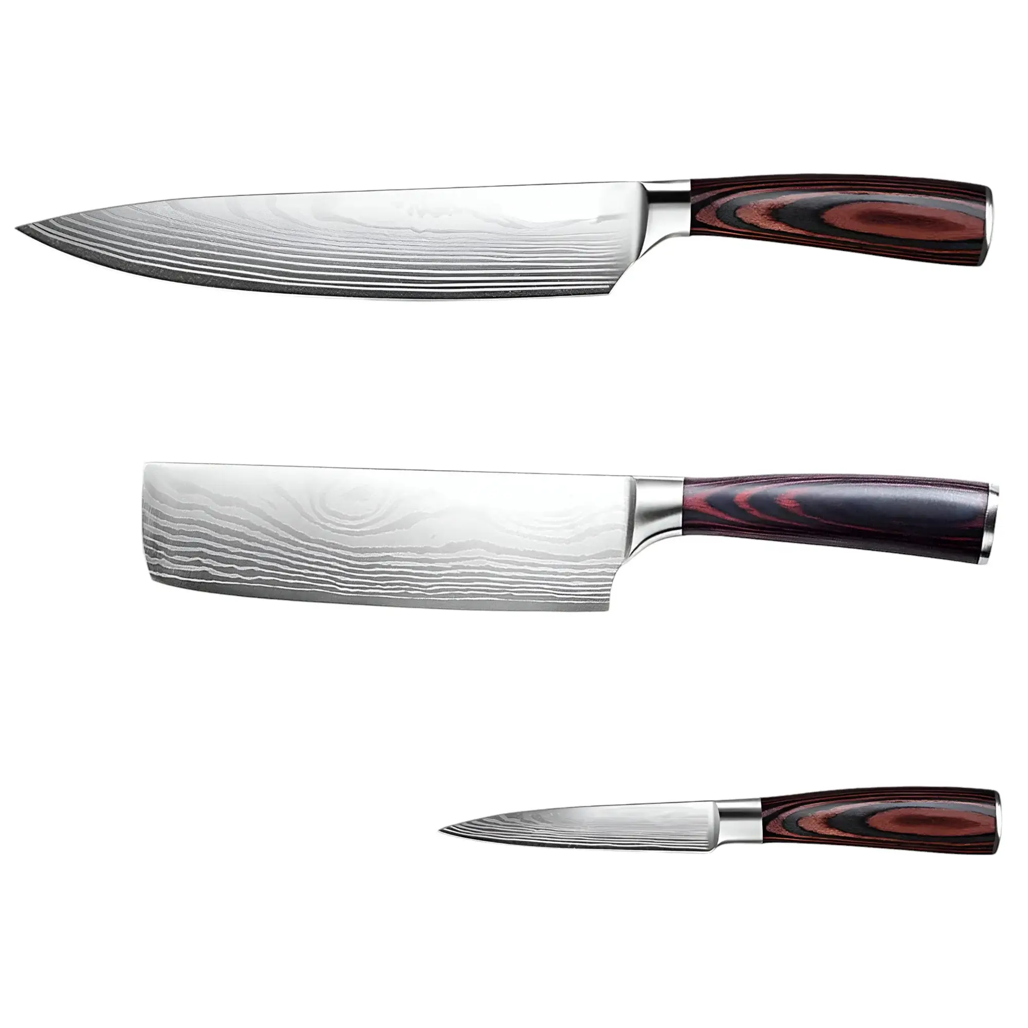 Brown and Black Stainless Steel And Wood Eight Piece Cutlery Set - Image 6