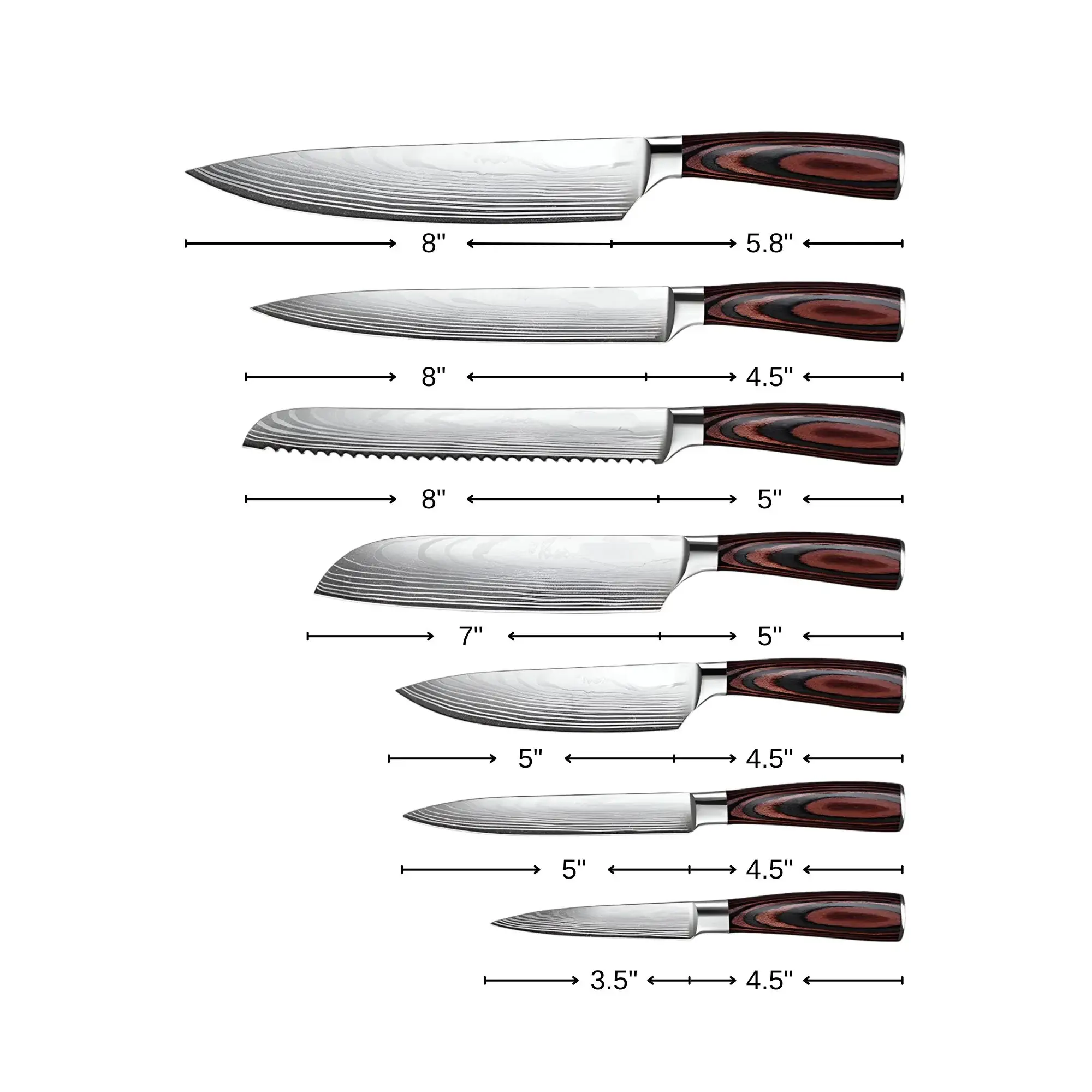 Brown and Black Stainless Steel And Wood Eight Piece Cutlery Set - Image 9