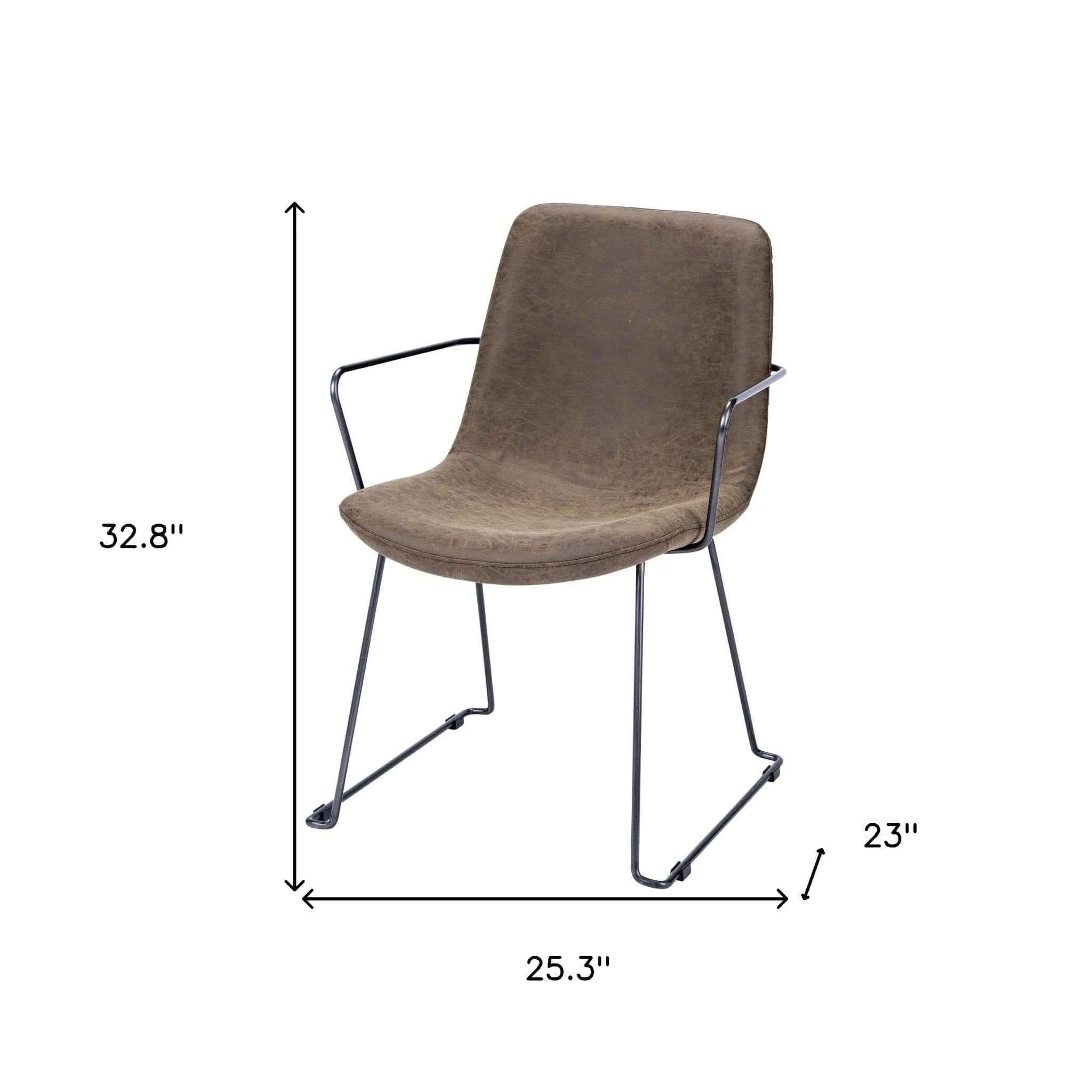 Brown And Black Upholstered Faux Leather Dining Arm Chair - Image 7