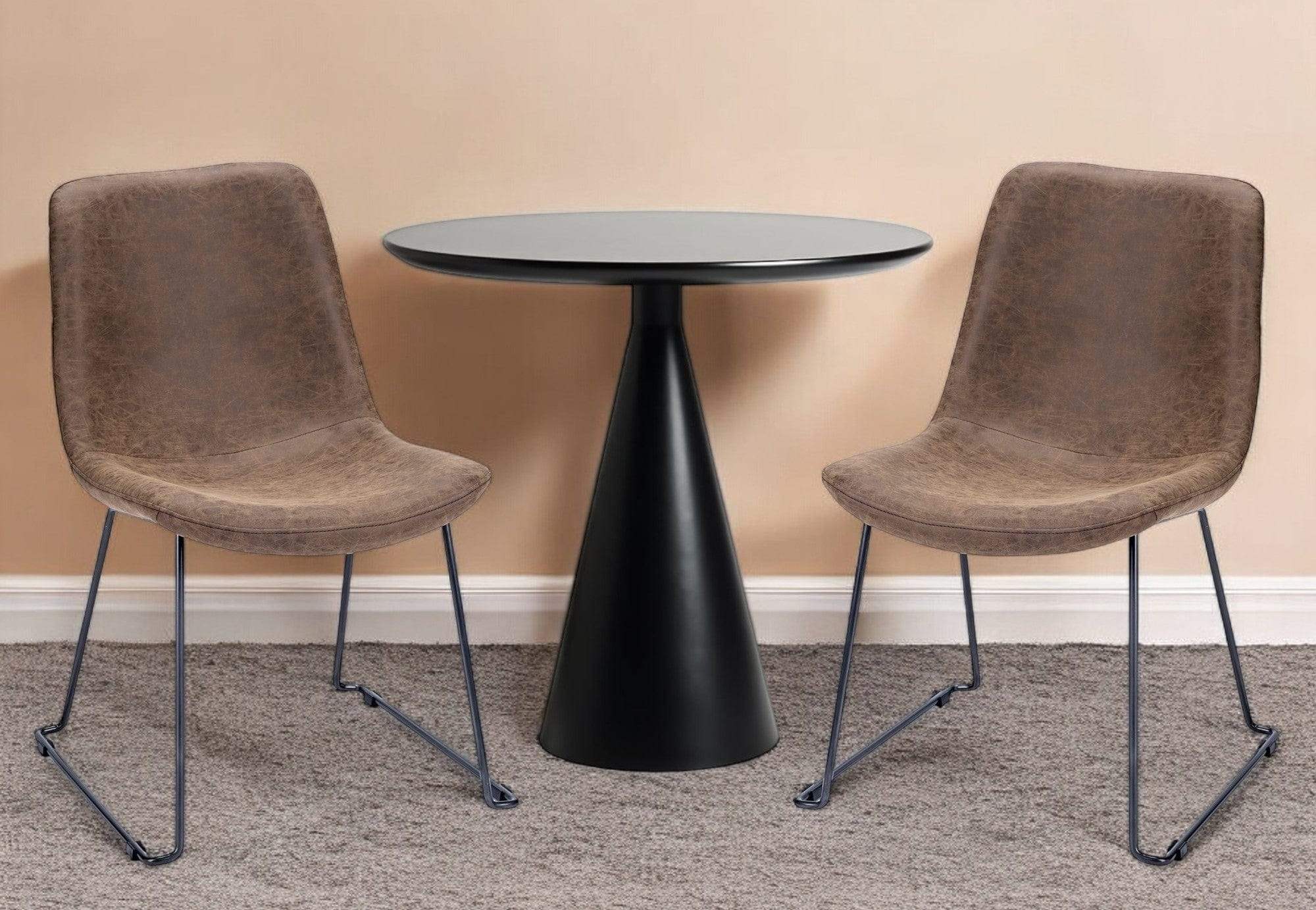 Brown And Black Upholstered Faux Leather Dining Side Chair - Image 2