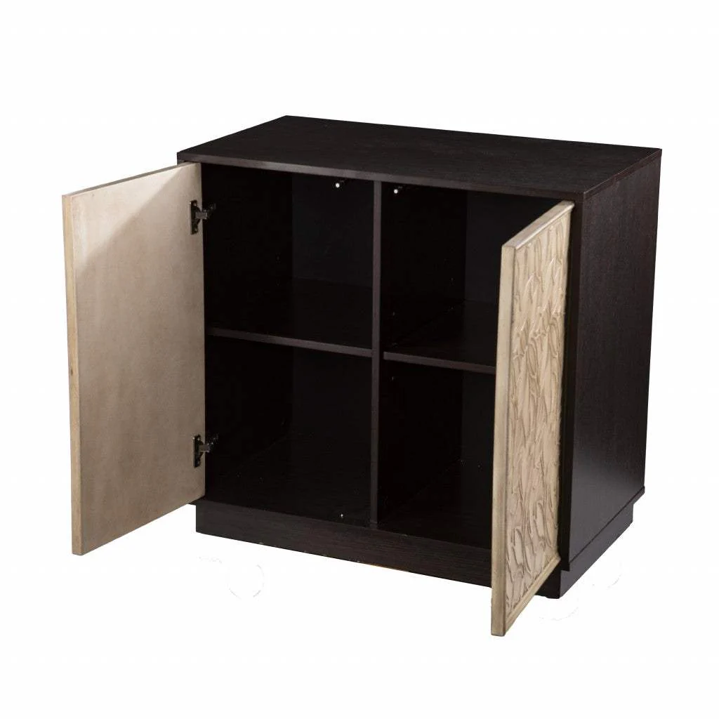 Brown and Cream Sculptural Leaf Accent Storage Cabinet - Image 5