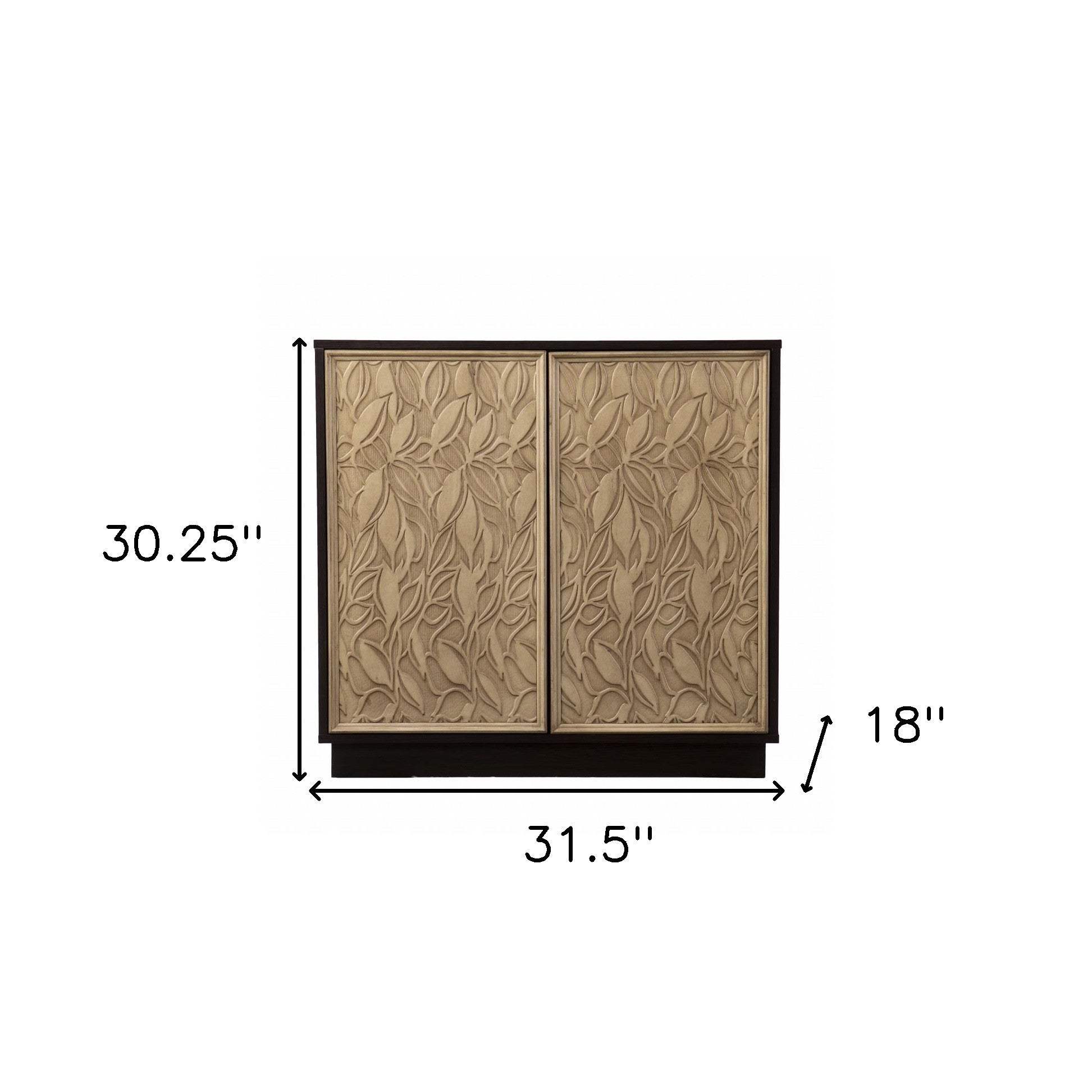 Brown and Cream Sculptural Leaf Accent Storage Cabinet - Image 6