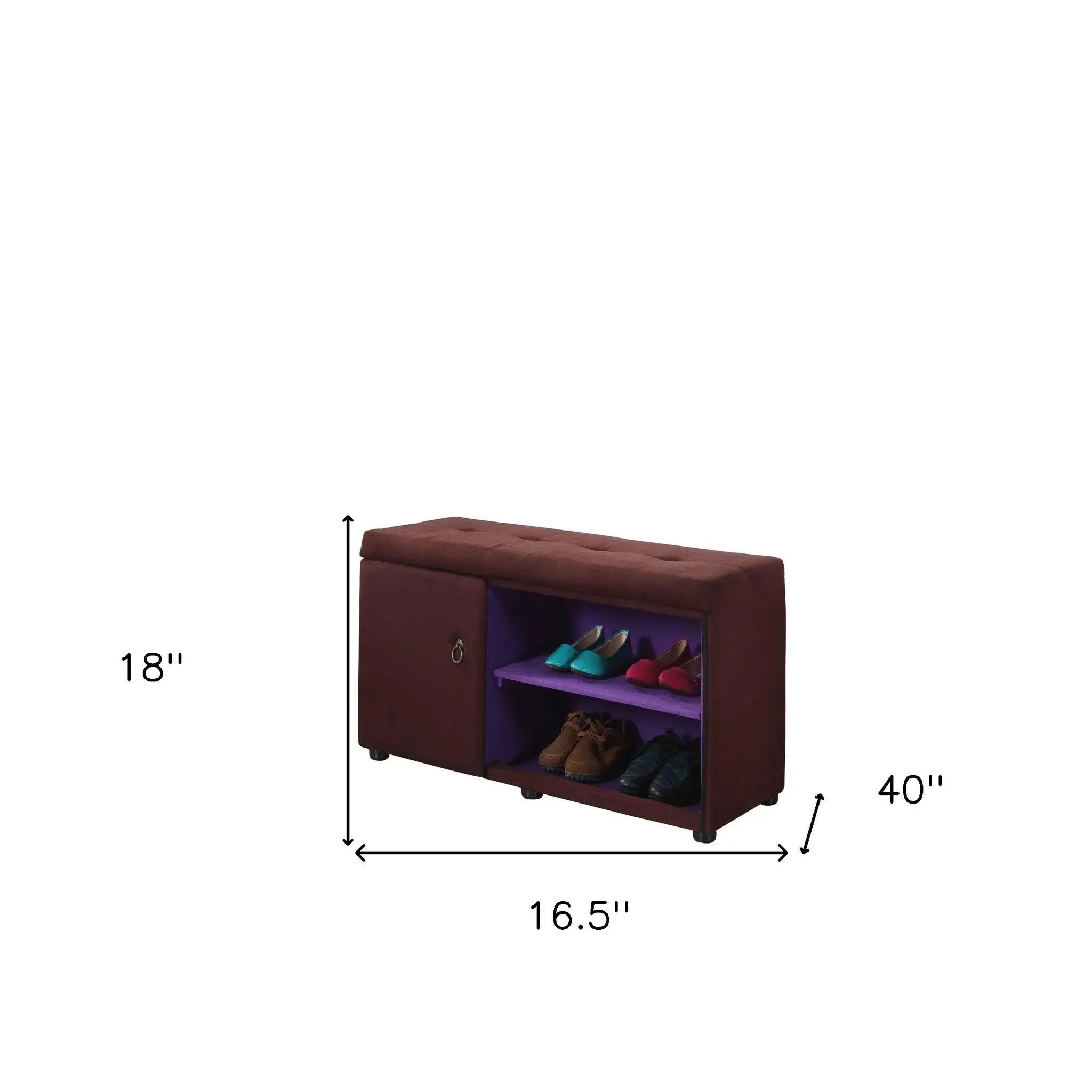 Brown and Purple Tufted Shoe Storage Bench - Image 7