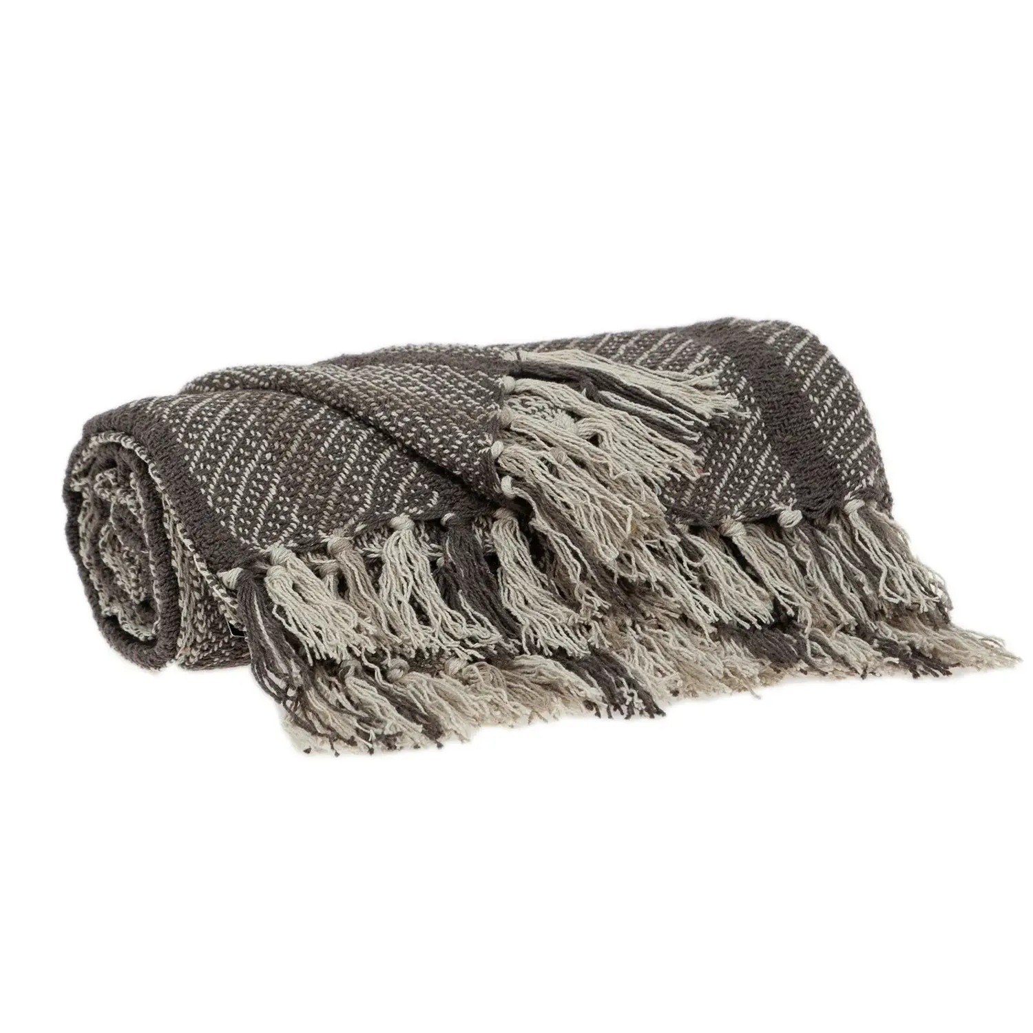 Brown and Taupe Striped Woven Handloom Throw - Image 2