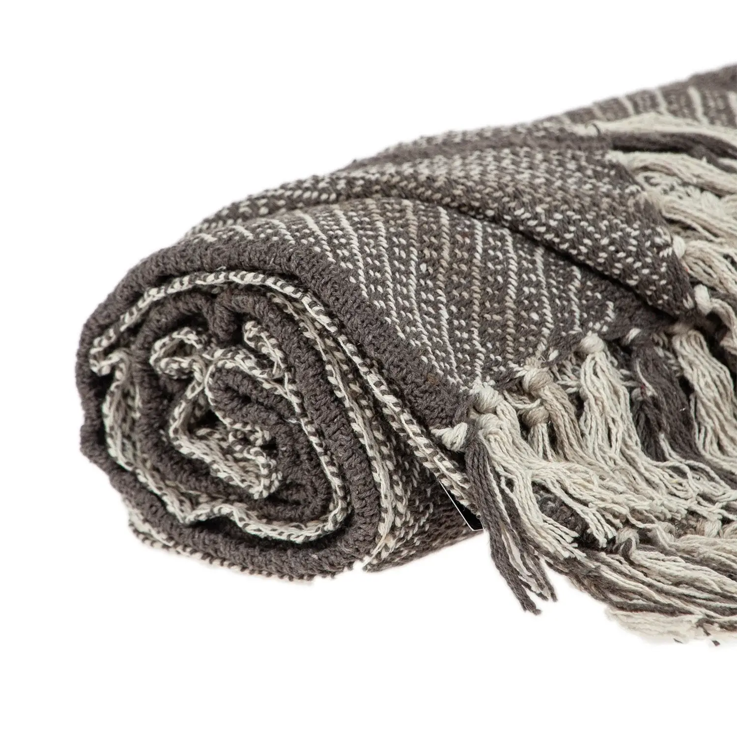 Brown and Taupe Striped Woven Handloom Throw - Image 4