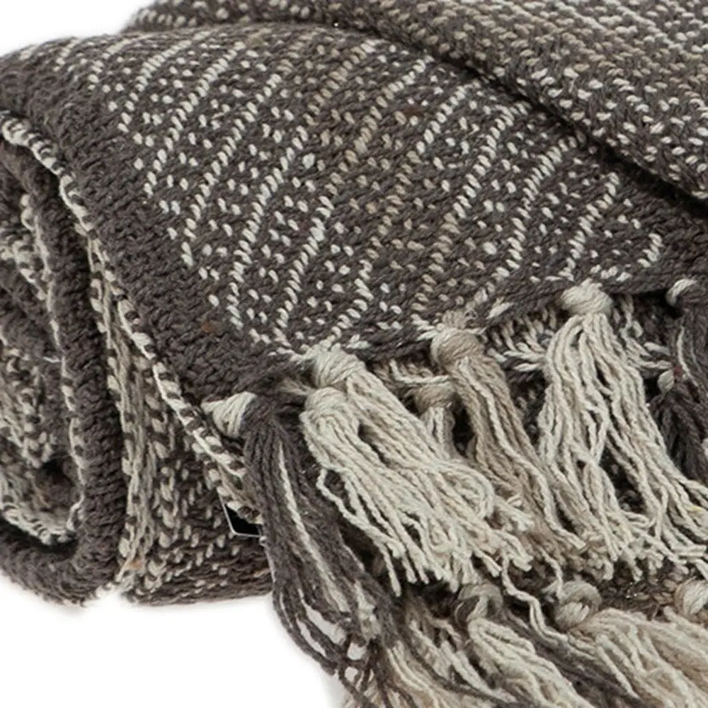 Brown and Taupe Striped Woven Handloom Throw - Image 5