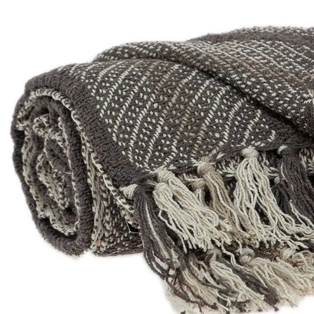 Brown and Taupe Striped Woven Handloom Throw - Image 6