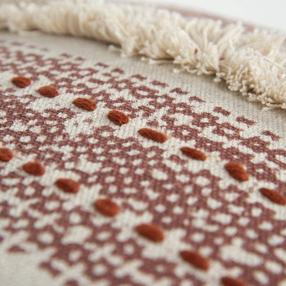 Brown Beige textural Bands Lumbar Pillow - Image 4