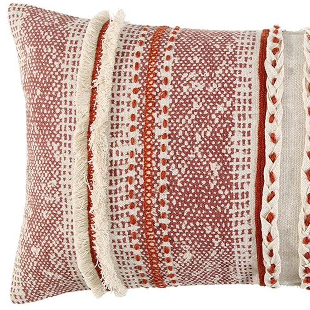 Brown Beige textural Bands Lumbar Pillow - Image 6
