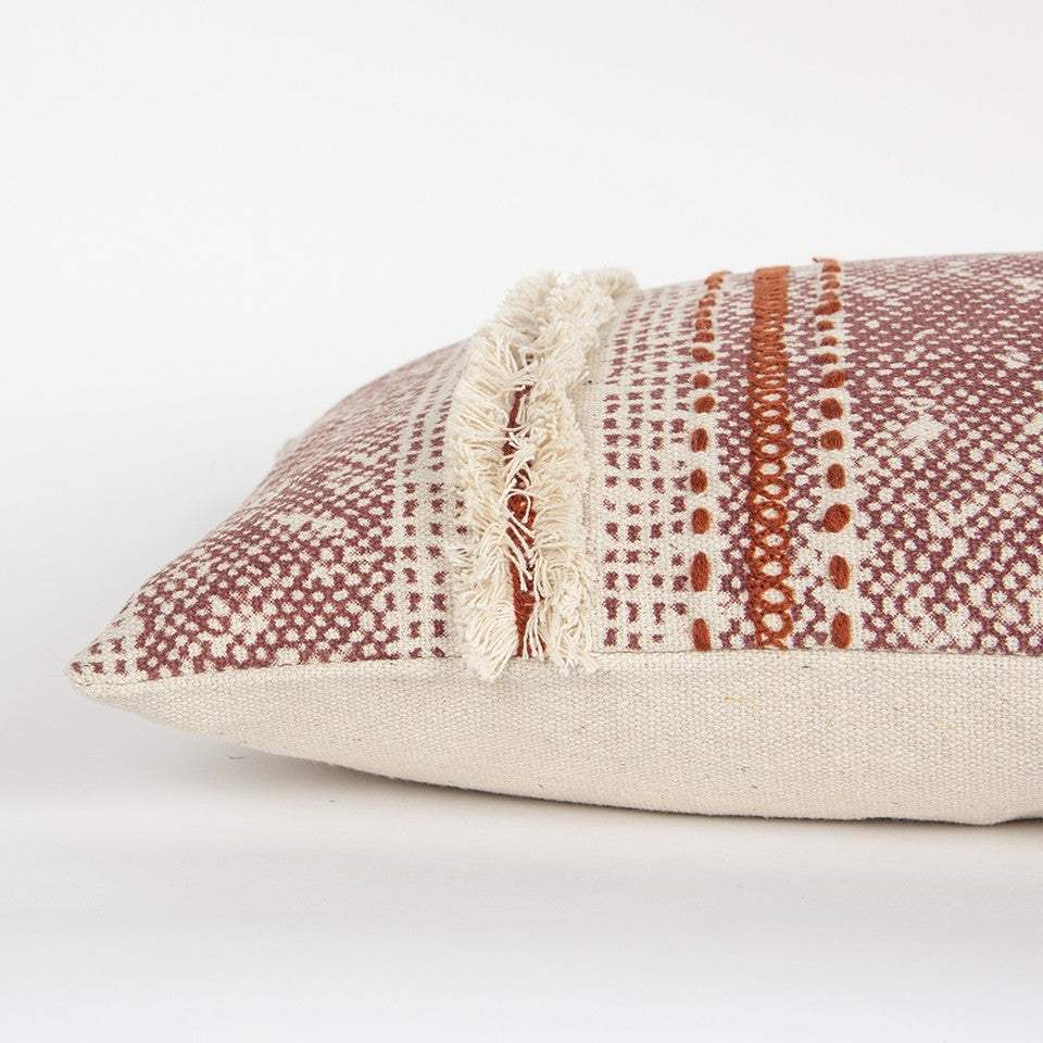 Brown Beige textural Bands Lumbar Pillow - Image 7