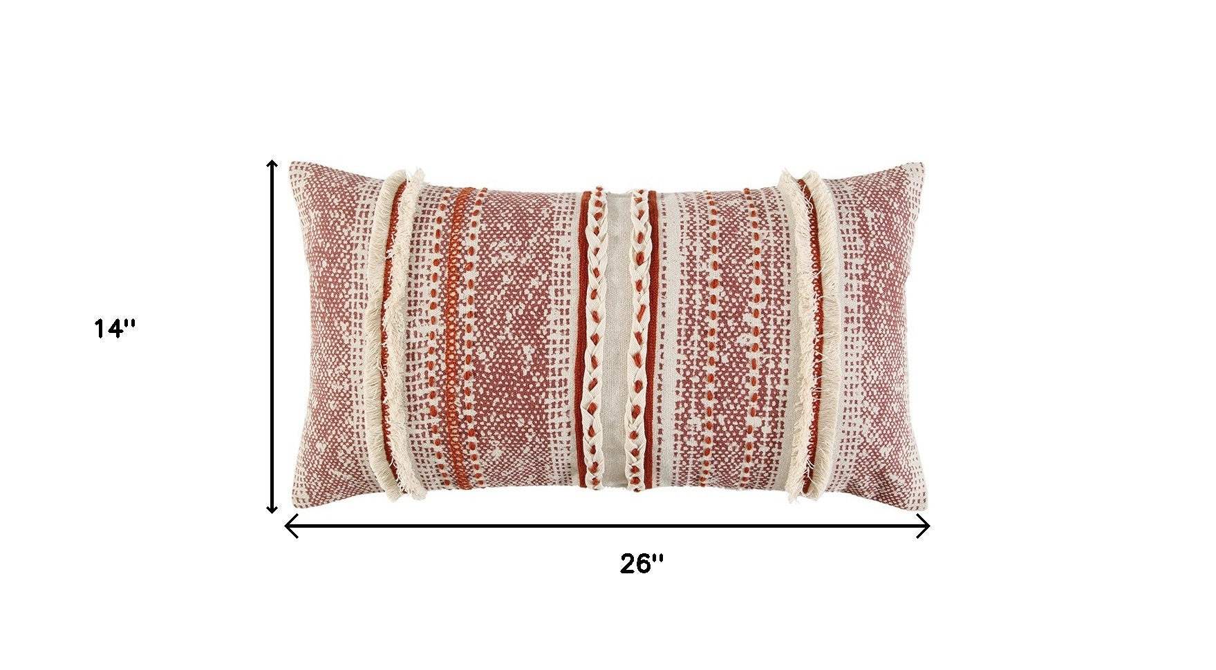 Brown Beige textural Bands Lumbar Pillow - Image 9