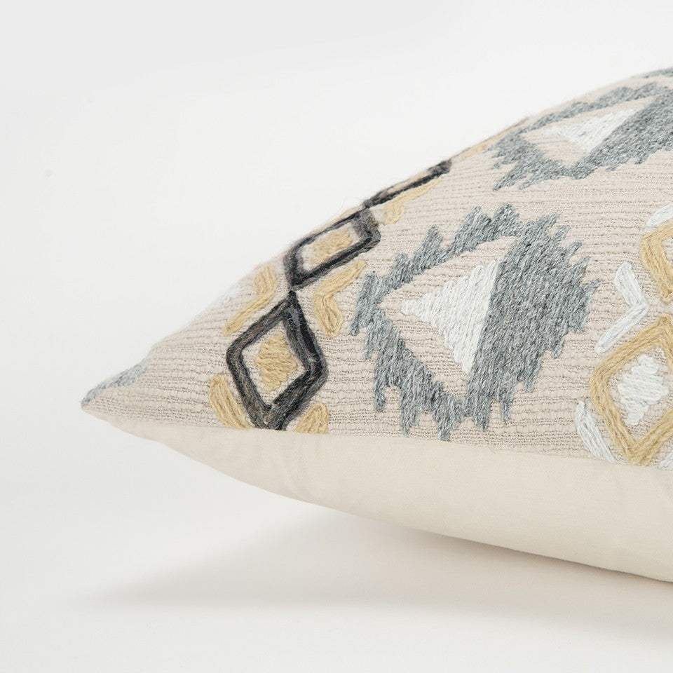Brown Beige Tribal Embroidered Throw Pillow - Image 3