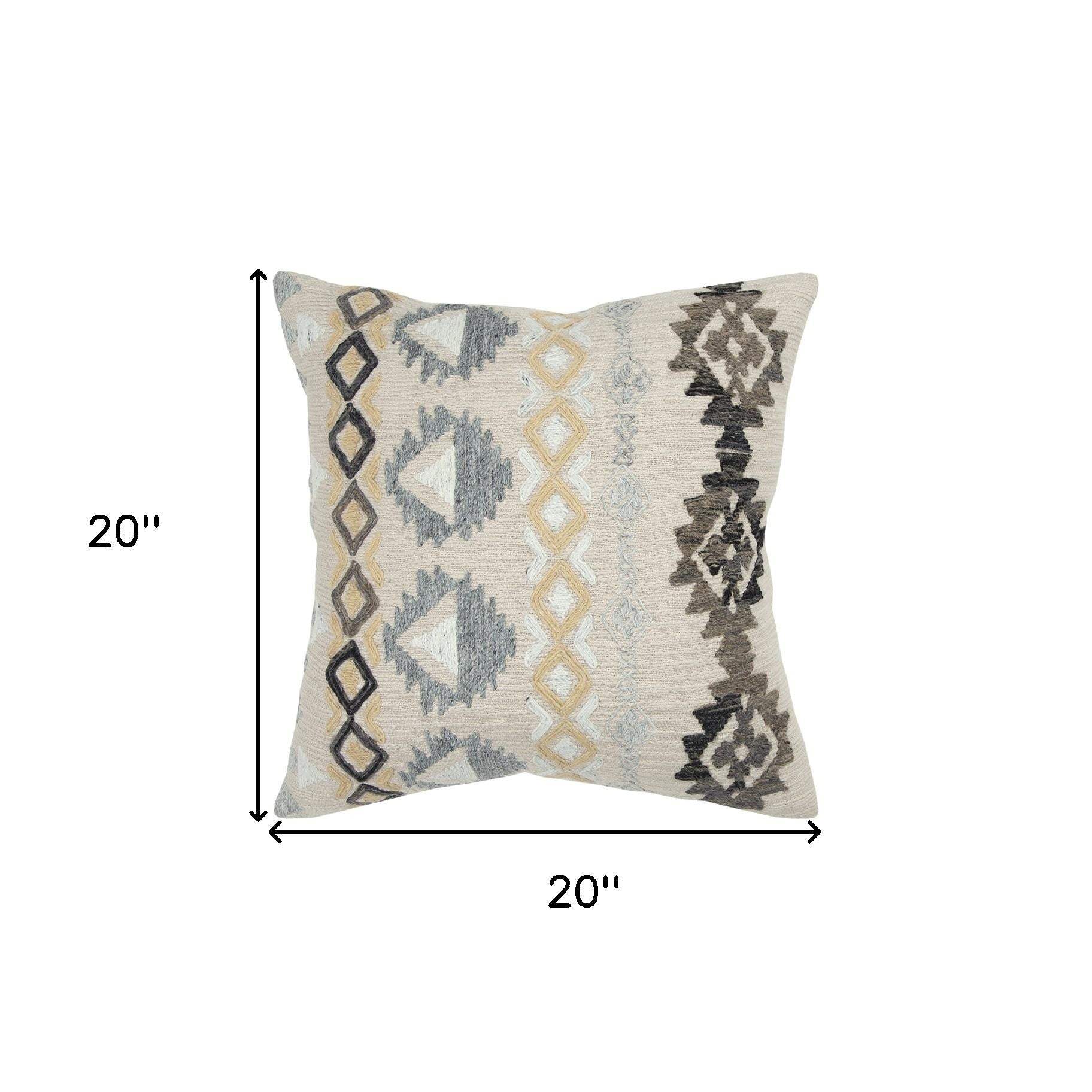 Brown Beige Tribal Embroidered Throw Pillow - Image 5