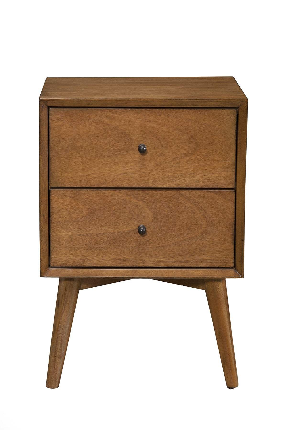 Brown Century Modern Wood 2 Drawer Nightstand - Image 3