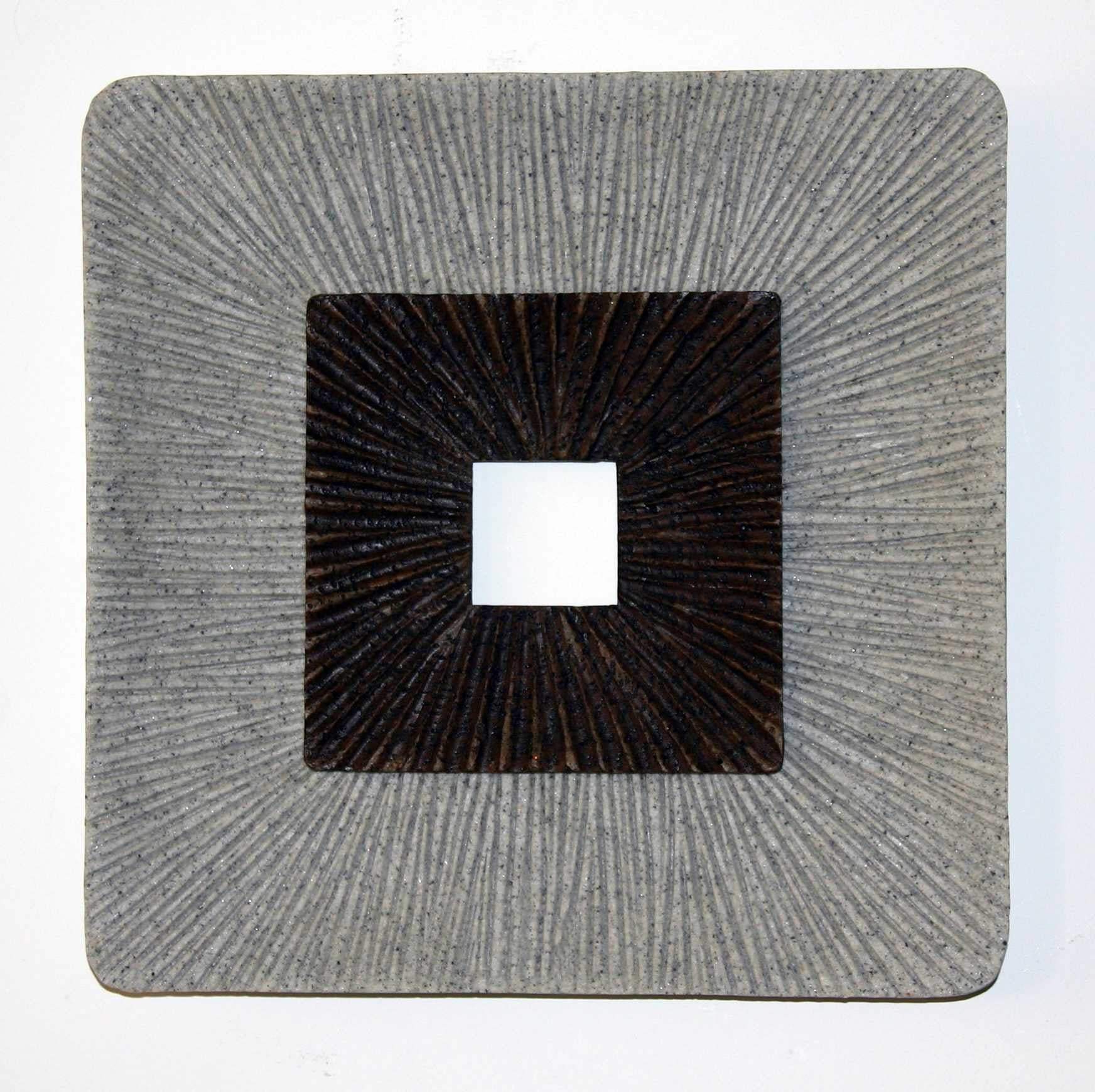 Brown & Gray Square Ribbed Minimalistic Wall Art - Image 3