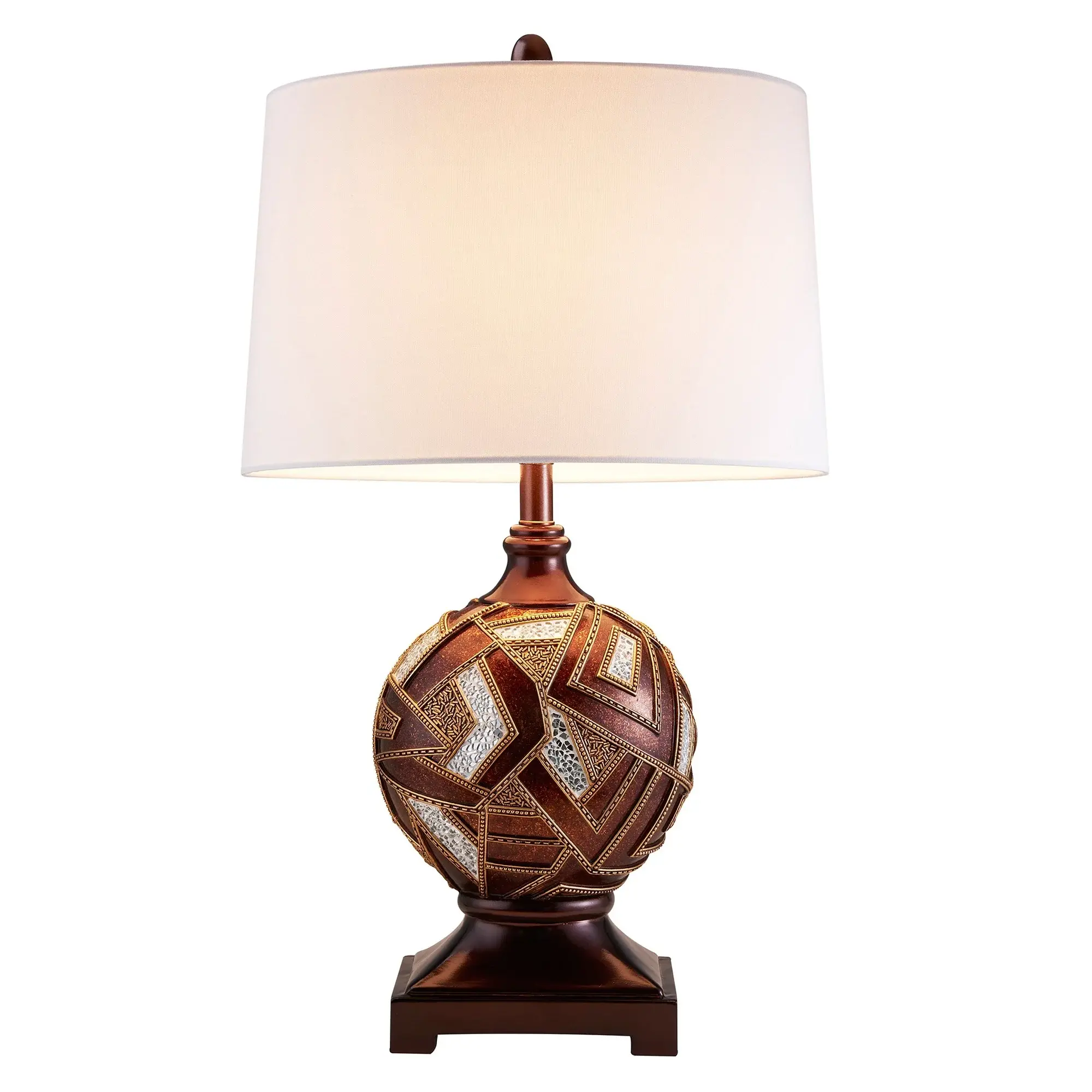Brown Metallic Mosaic Design Table Lamp - Image 2