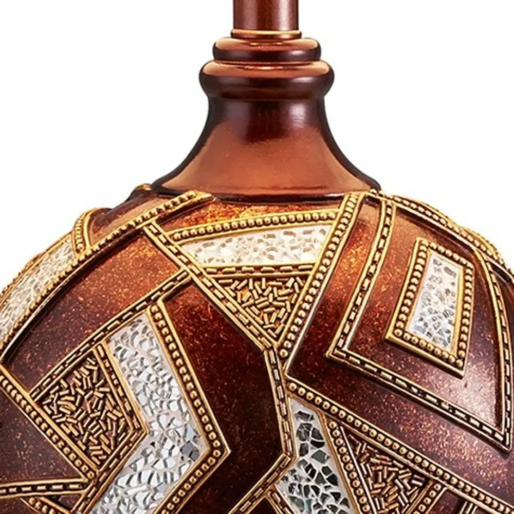 Brown Metallic Mosaic Design Table Lamp - Image 3