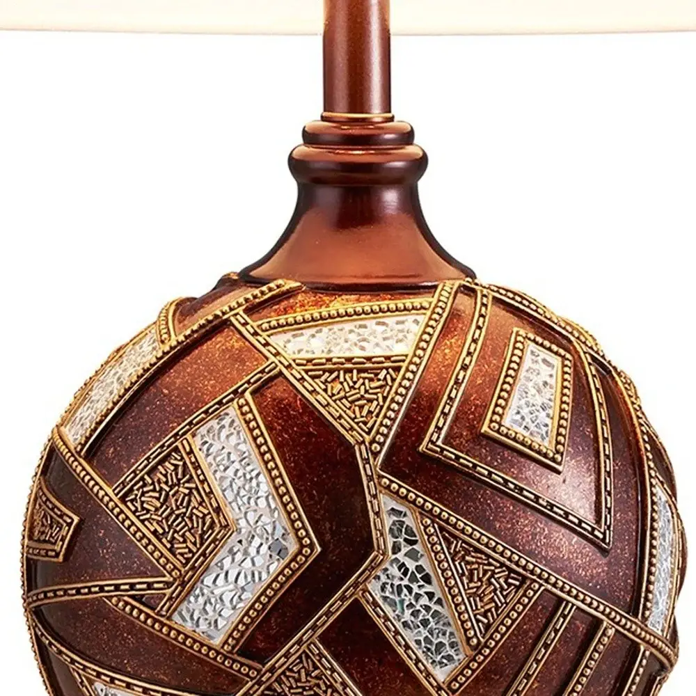 Brown Metallic Mosaic Design Table Lamp - Image 4
