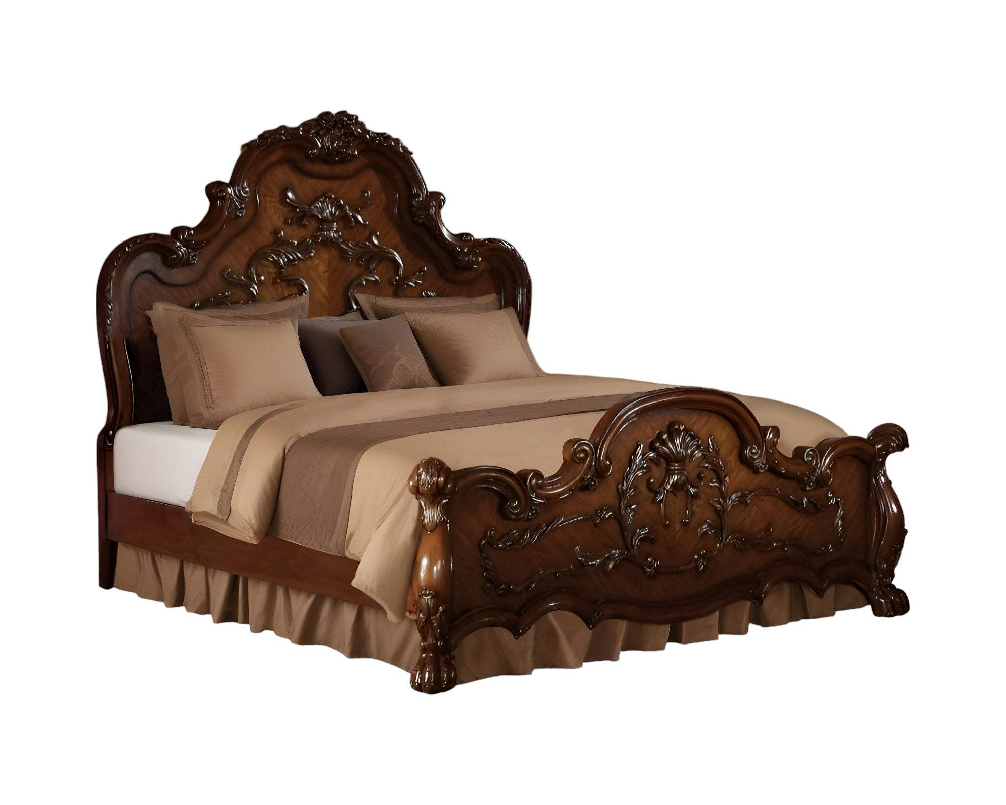 Brown Scrolling Wood California King Bed Frame - Image 2