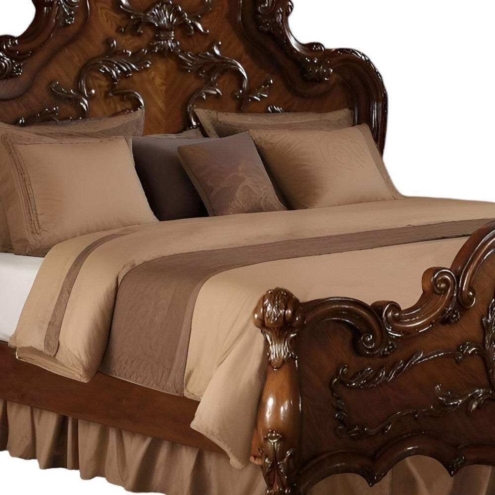 Brown Scrolling Wood California King Bed Frame - Image 3