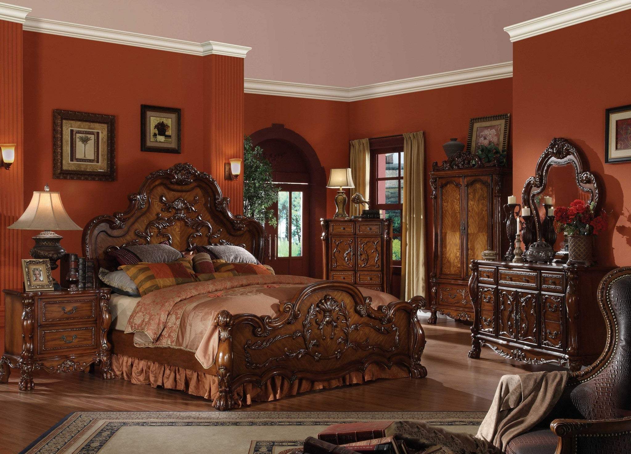 Brown Scrolling Wood California King Bed Frame - Image 4