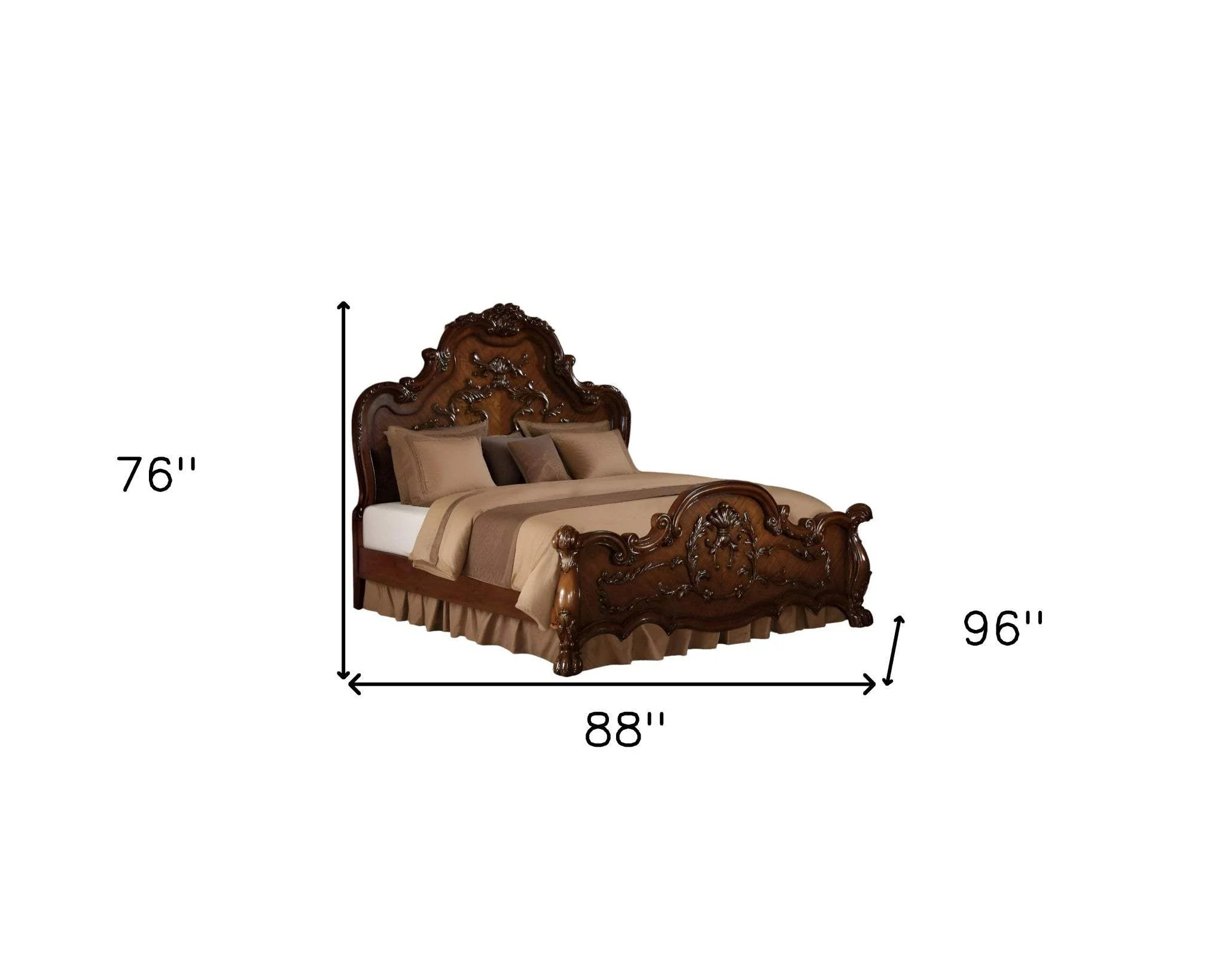 Brown Scrolling Wood California King Bed Frame - Image 5